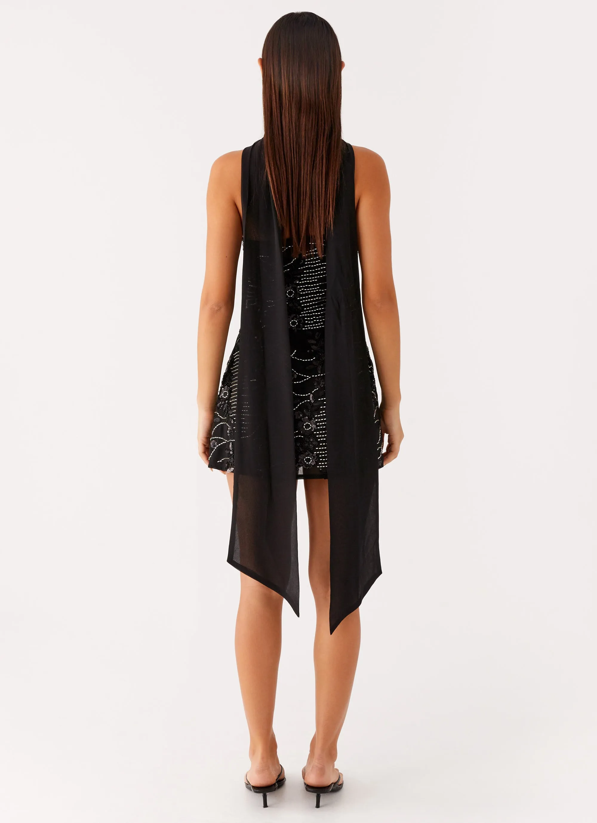Kiesha Strapless Scarf Mini Dress - Black Seamless Design OdorResistantTreatment