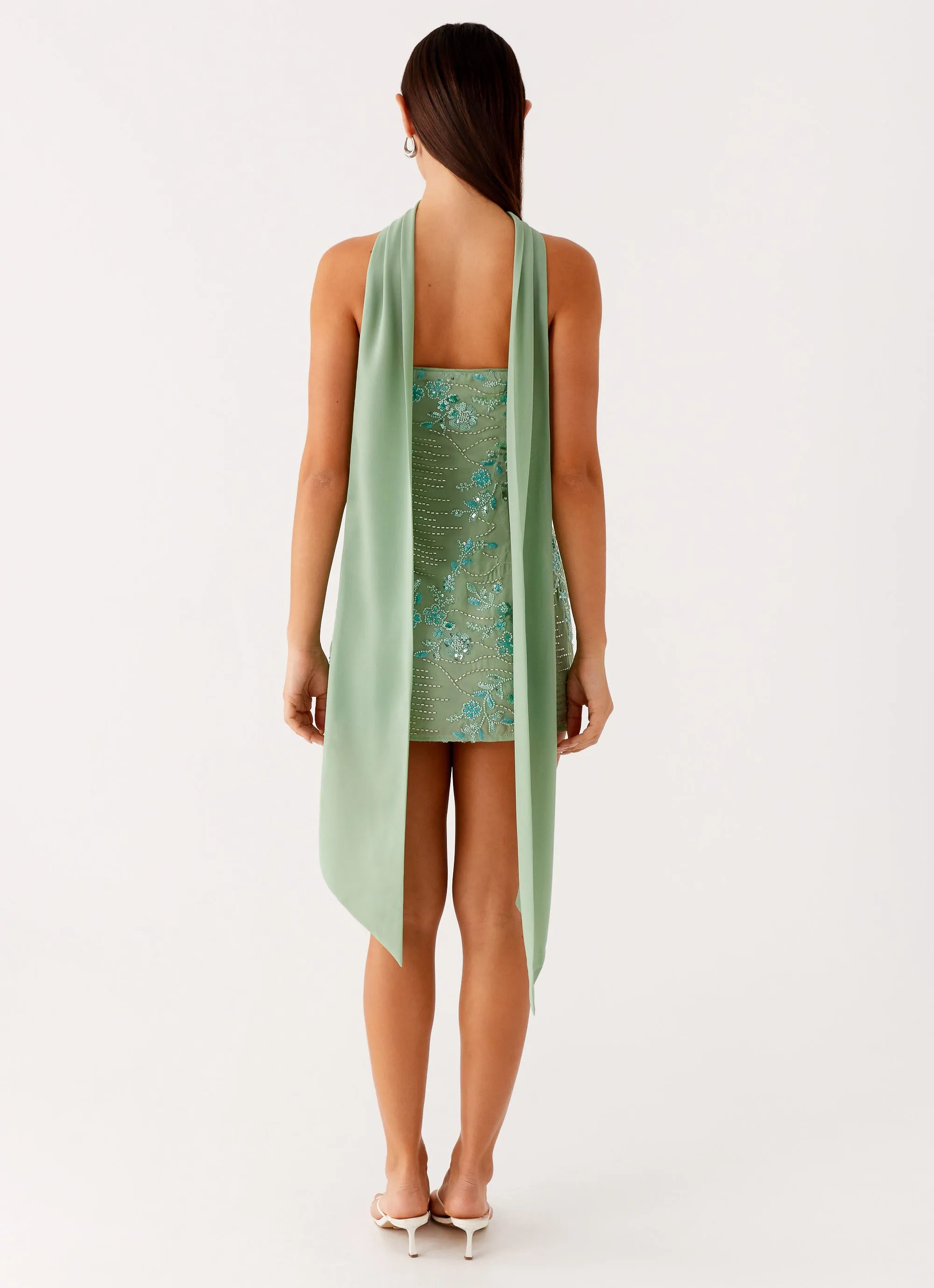 Comfy Detail Balanced Mood Kiesha Strapless Scarf Mini Dress - Mint