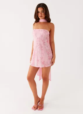 ConvertibleNeckline Kiesha Strapless Scarf Mini Dress - Pink