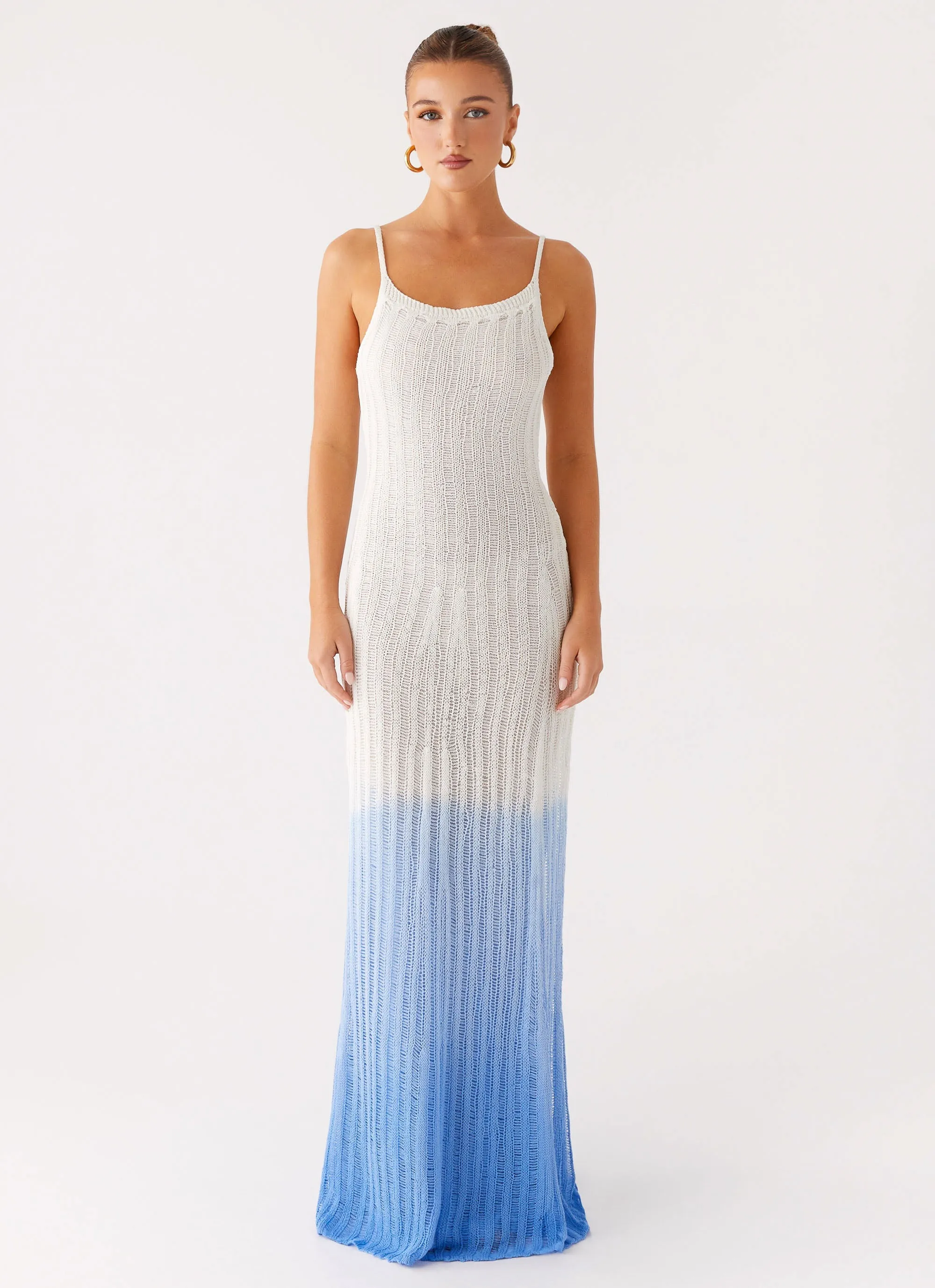 Kiki Maxi Dress - Ombre Blue WideCollarDesign Fashionable Fit