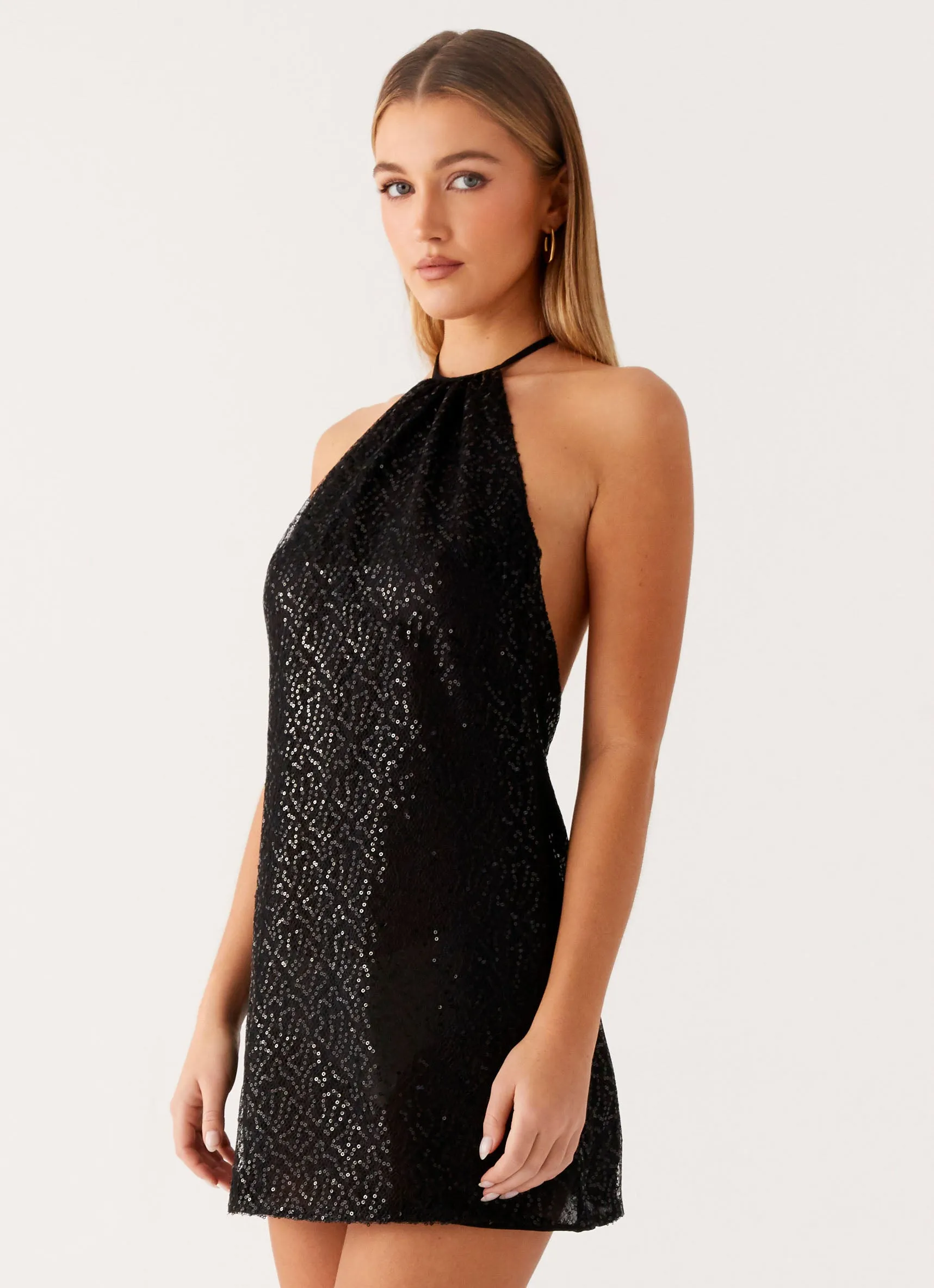 Kingdom Sequin Mini Dress - Black Perfect for Travel Waist Seam