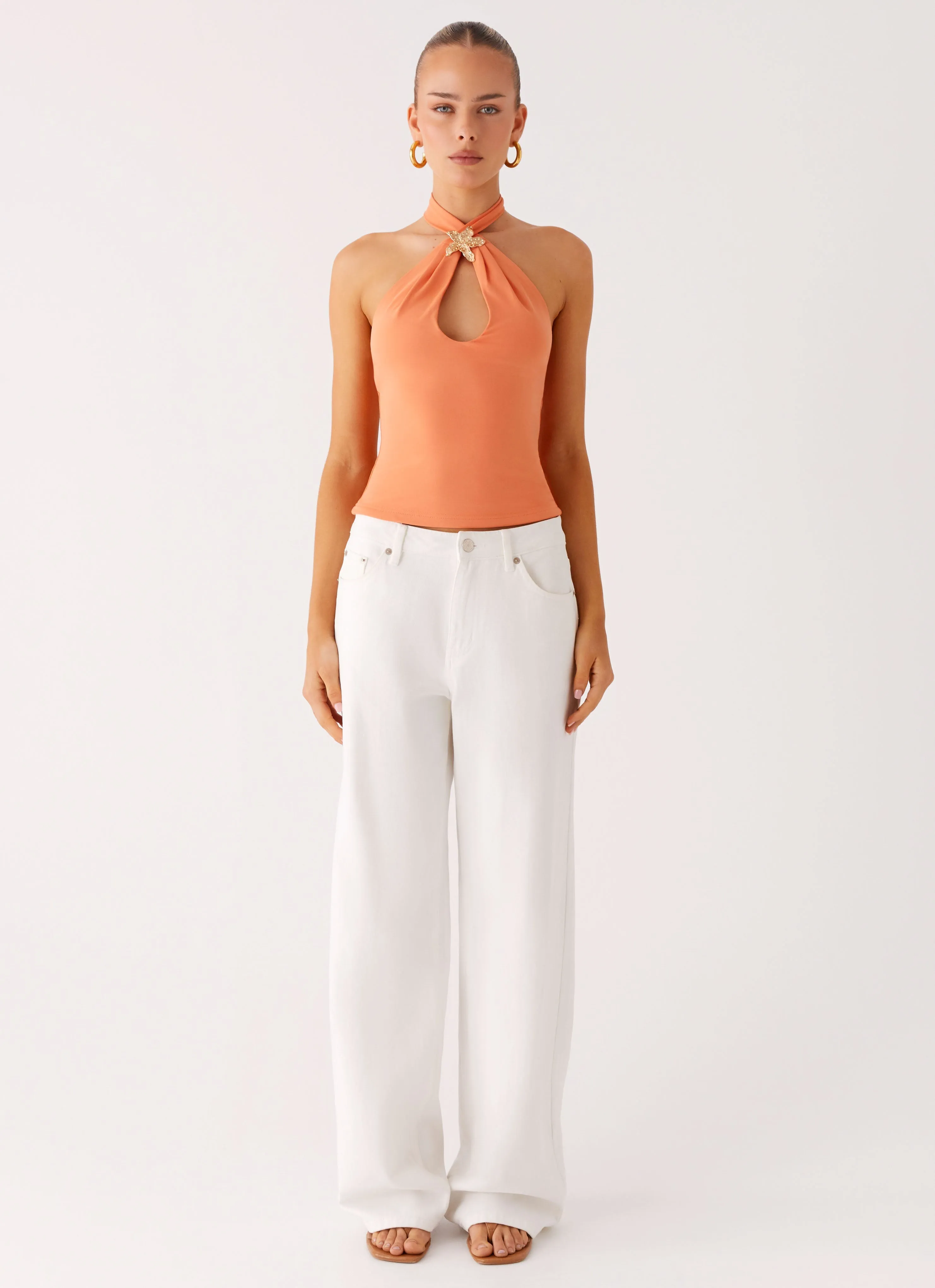 Everyday Wear Antimicrobial Treatment Kirra Halter Top - Peach