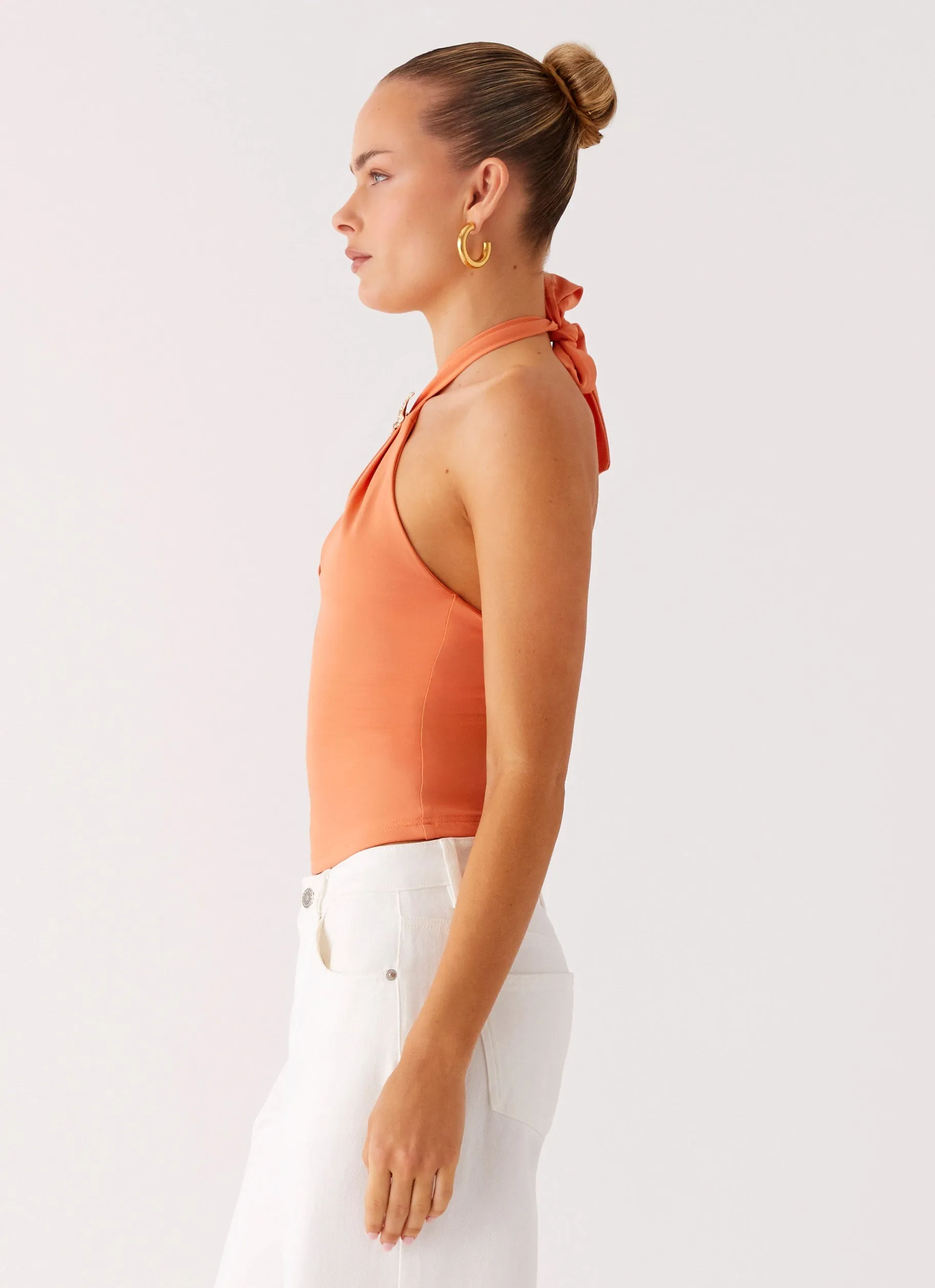 Kirra Halter Top - Peach AntiPillingSurface