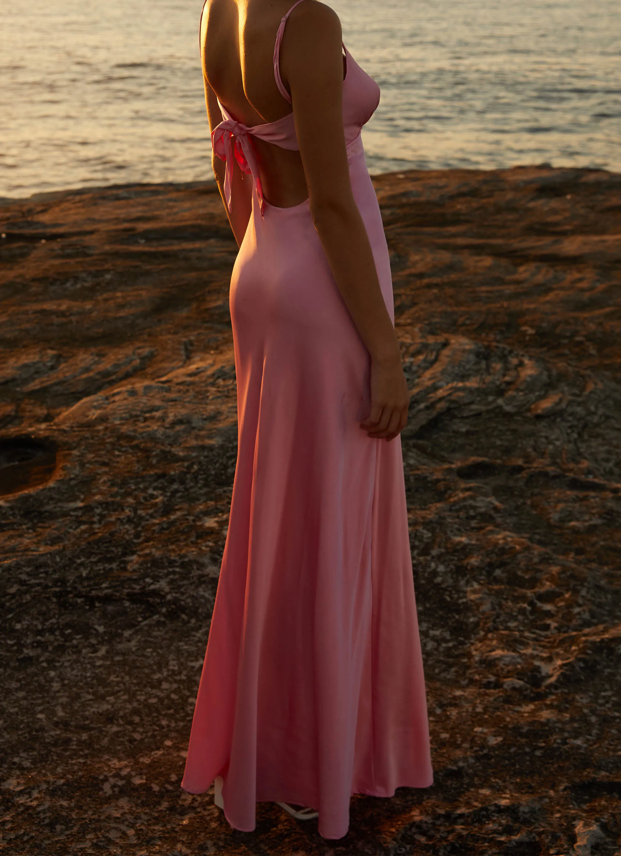 Flora Satin Maxi Dress - Candy Layered Movement