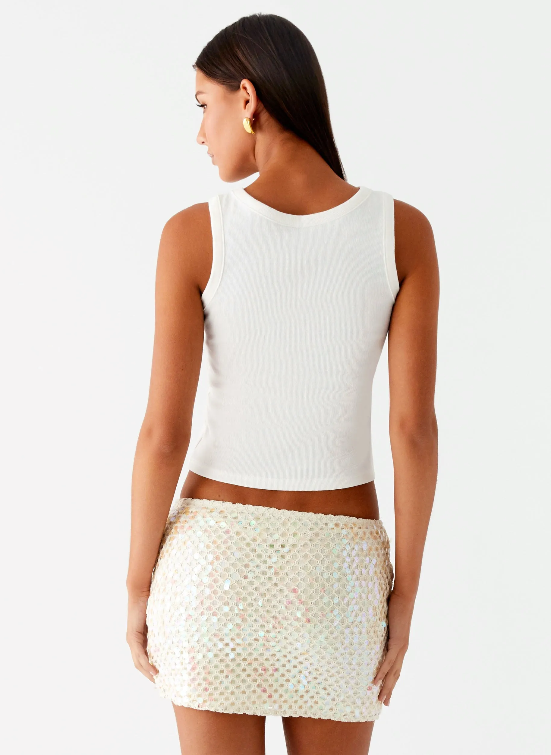Kalita Mini Skirt - Ivory Heritage Brand Scalloped Edge