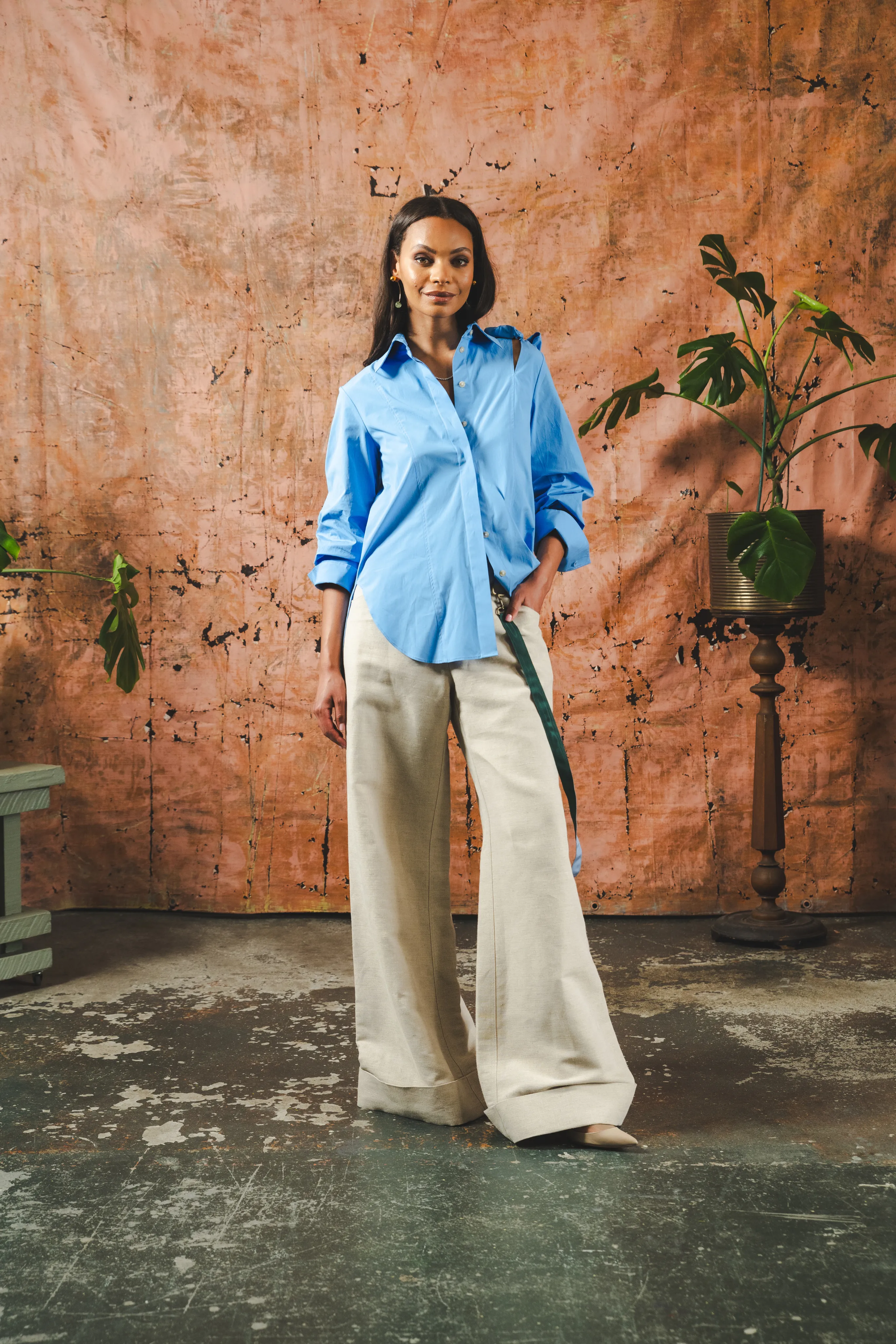 Knotted Button Down Lightweight Blouse