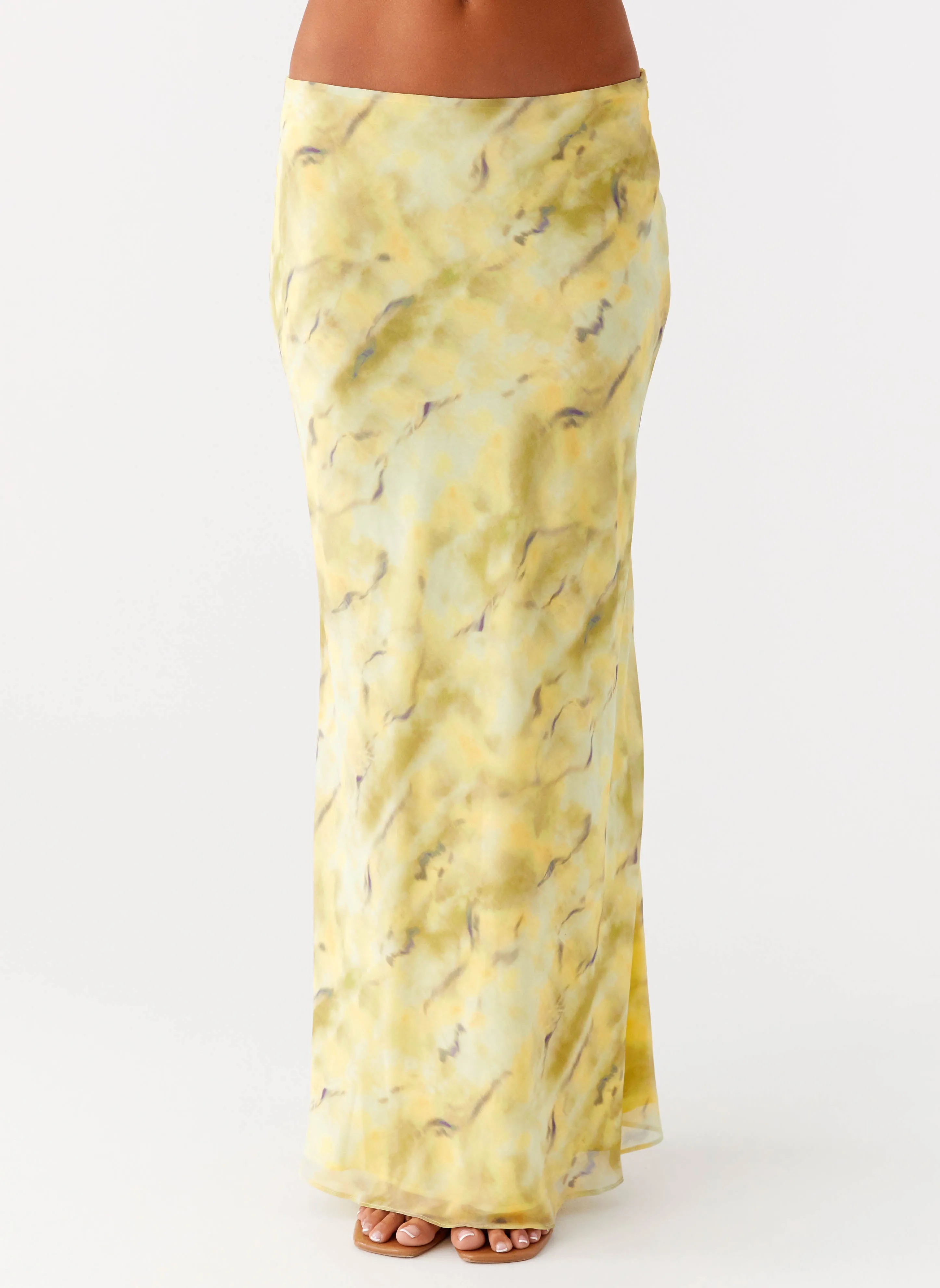 Smart Texture Kylo Low Rise Maxi Skirt - Yellow Tie Dye