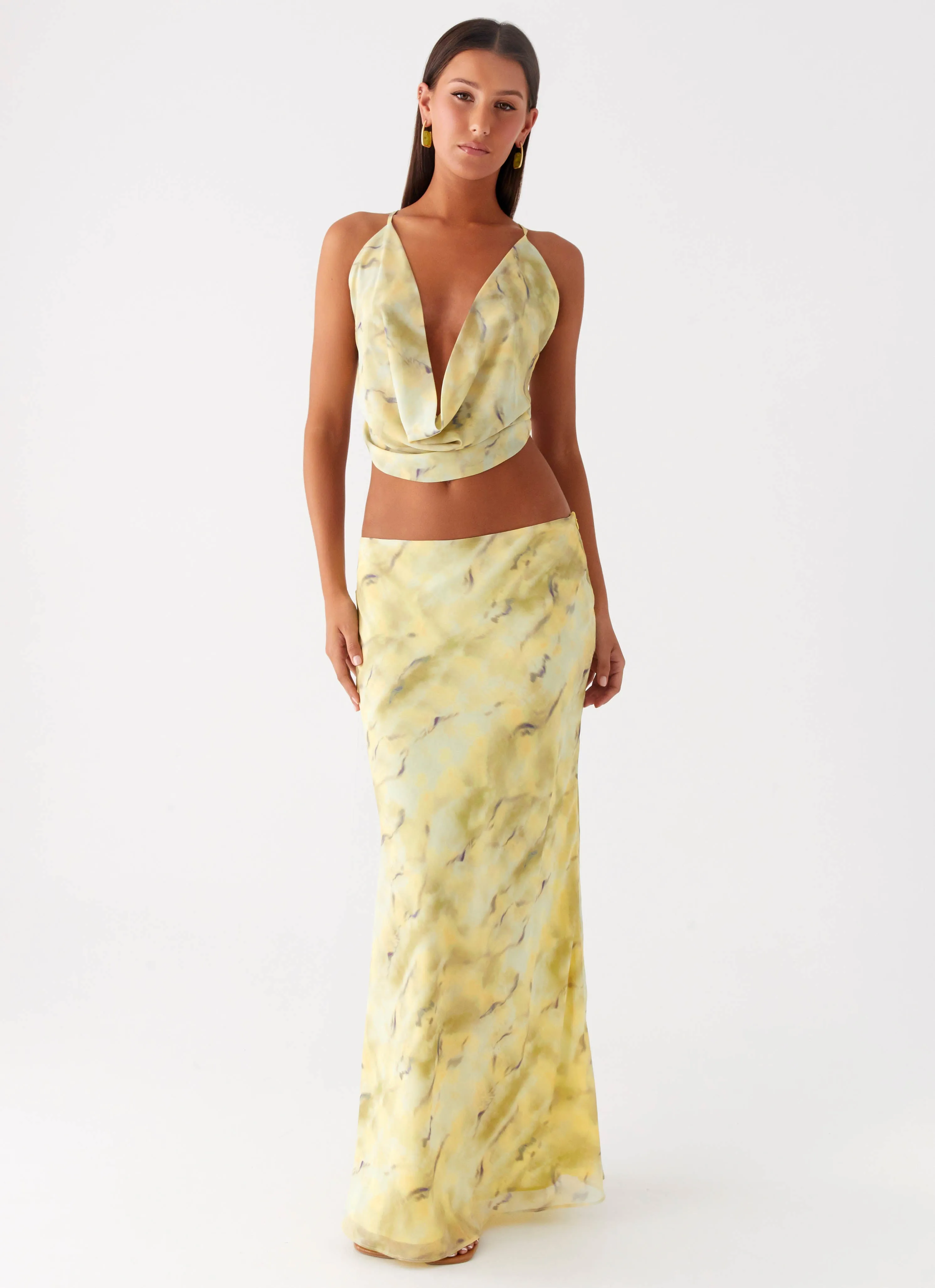 Breathable fabric Smart Fit Kylo Low Rise Maxi Skirt - Yellow Tie Dye