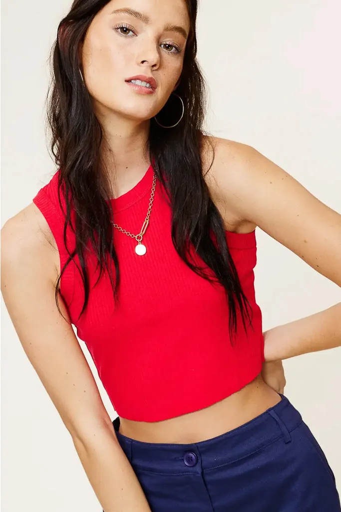 LA Basic Crop - Red Tagless Comfort Collar Breathable Lining