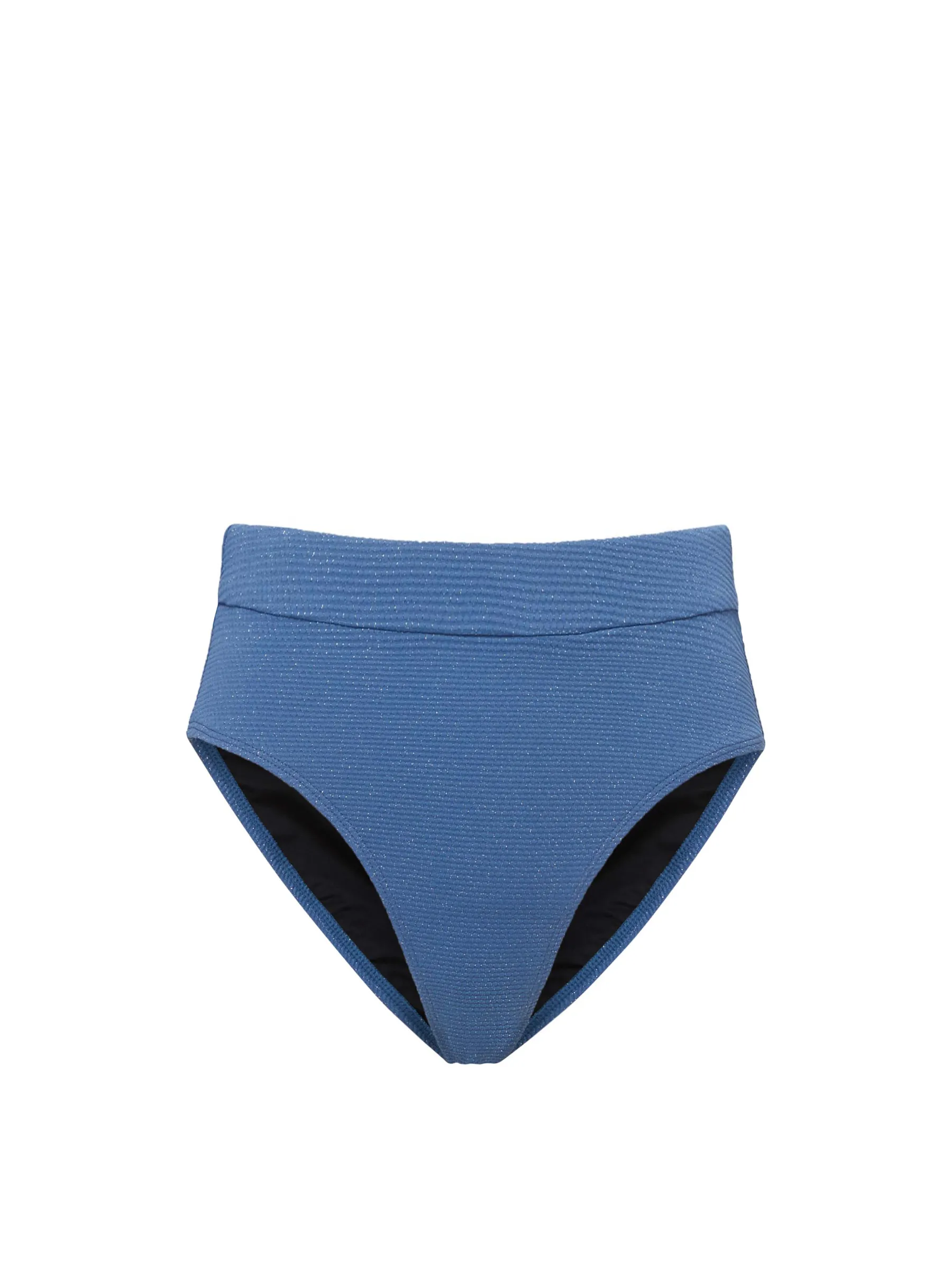 Hi Leg Hi Waist Bottom In Steel Blue Metallic Pique Chic Look High Waist