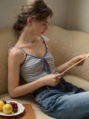 Moisture Wicking Technology Odor Resistant Finish Laila Sweetheart Neckline Contrast Striped Suspender Top