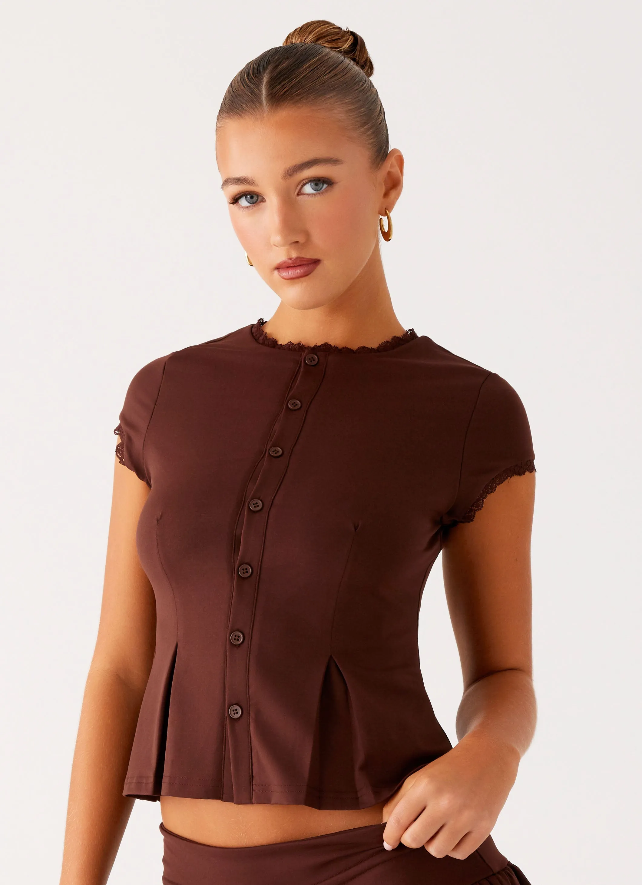 Landon Button Up Top - Chocolate NonIrritatingStitching Anti Pill Surface