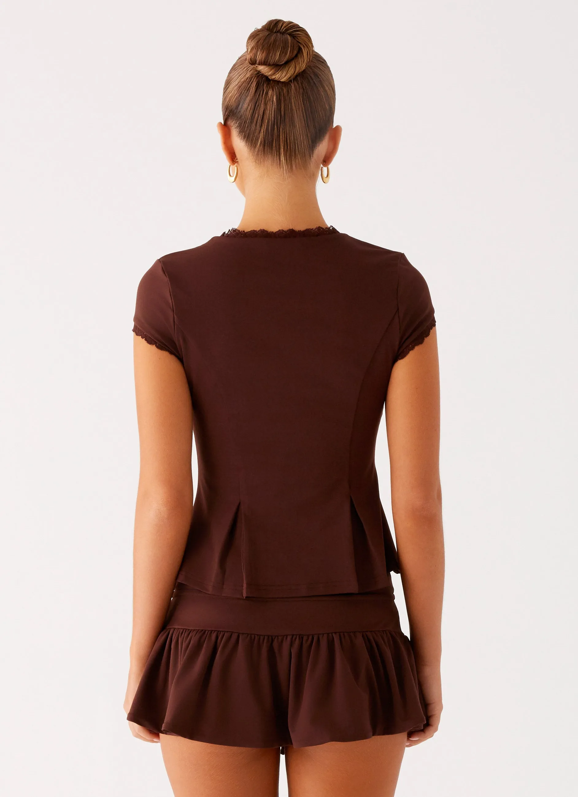 Landon Button Up Top - Chocolate Placket Detailing Lightweight Design