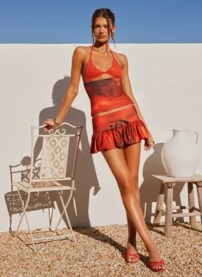 Landon Mini Skort - Scarlet Blur Reflective details