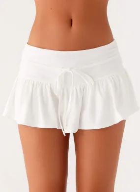 Slim Fit Band Reinforced Hemline Landon Mini Skort - White