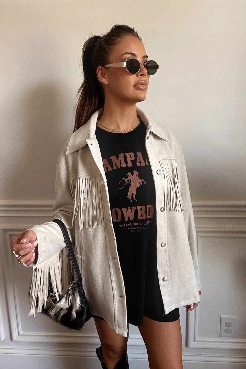 Cold Ready Look Smart Weather Style Laredo Fringe Jacket- Sand