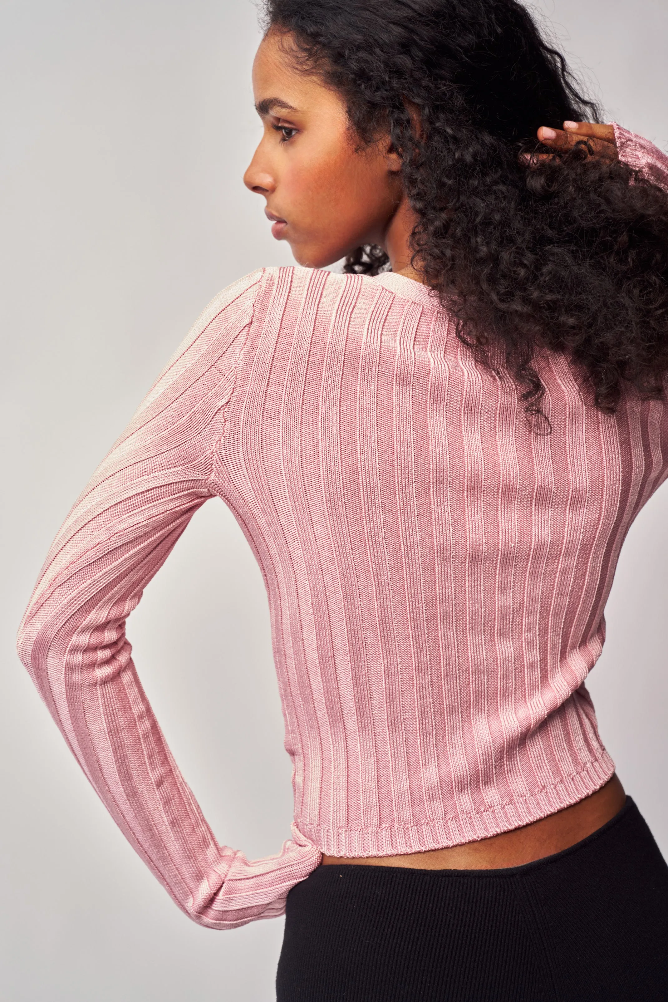 FlatlockStitching Slinky Rib Cardigan