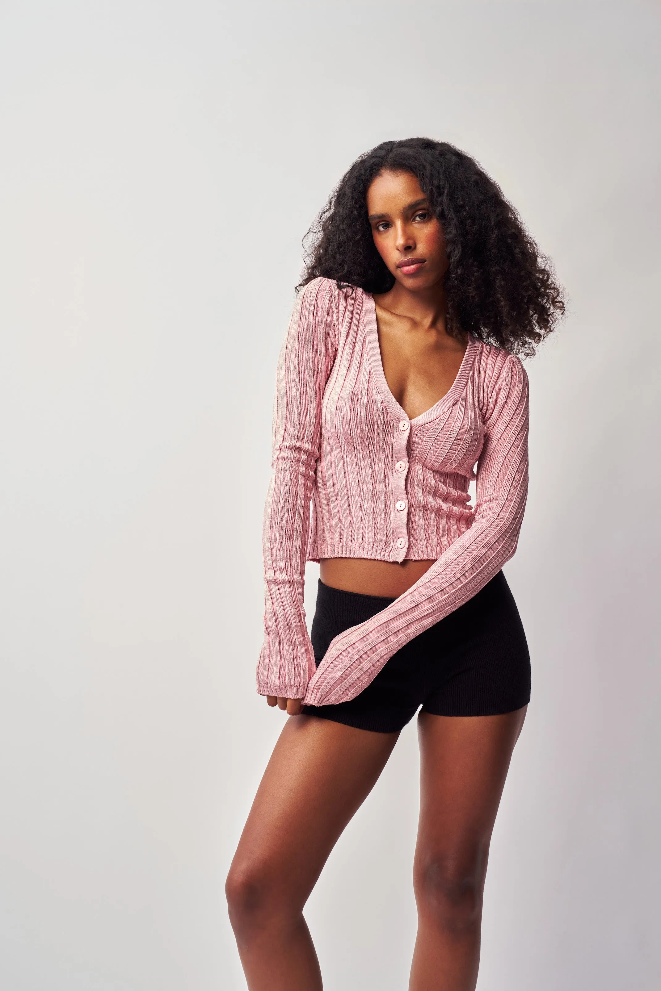 High Density Weave Slinky Rib Cardigan