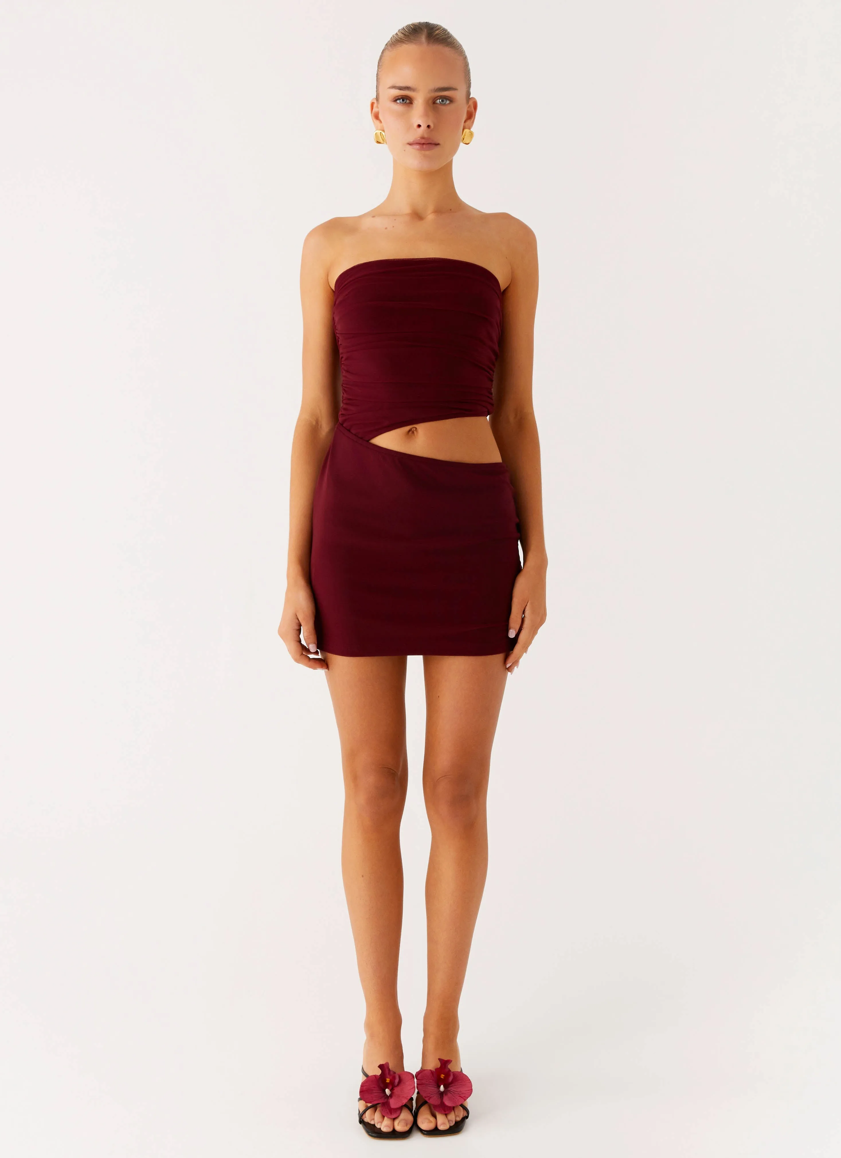 Last Heartbreak Mini Dress - Burgundy Neat Finish Eye Catching