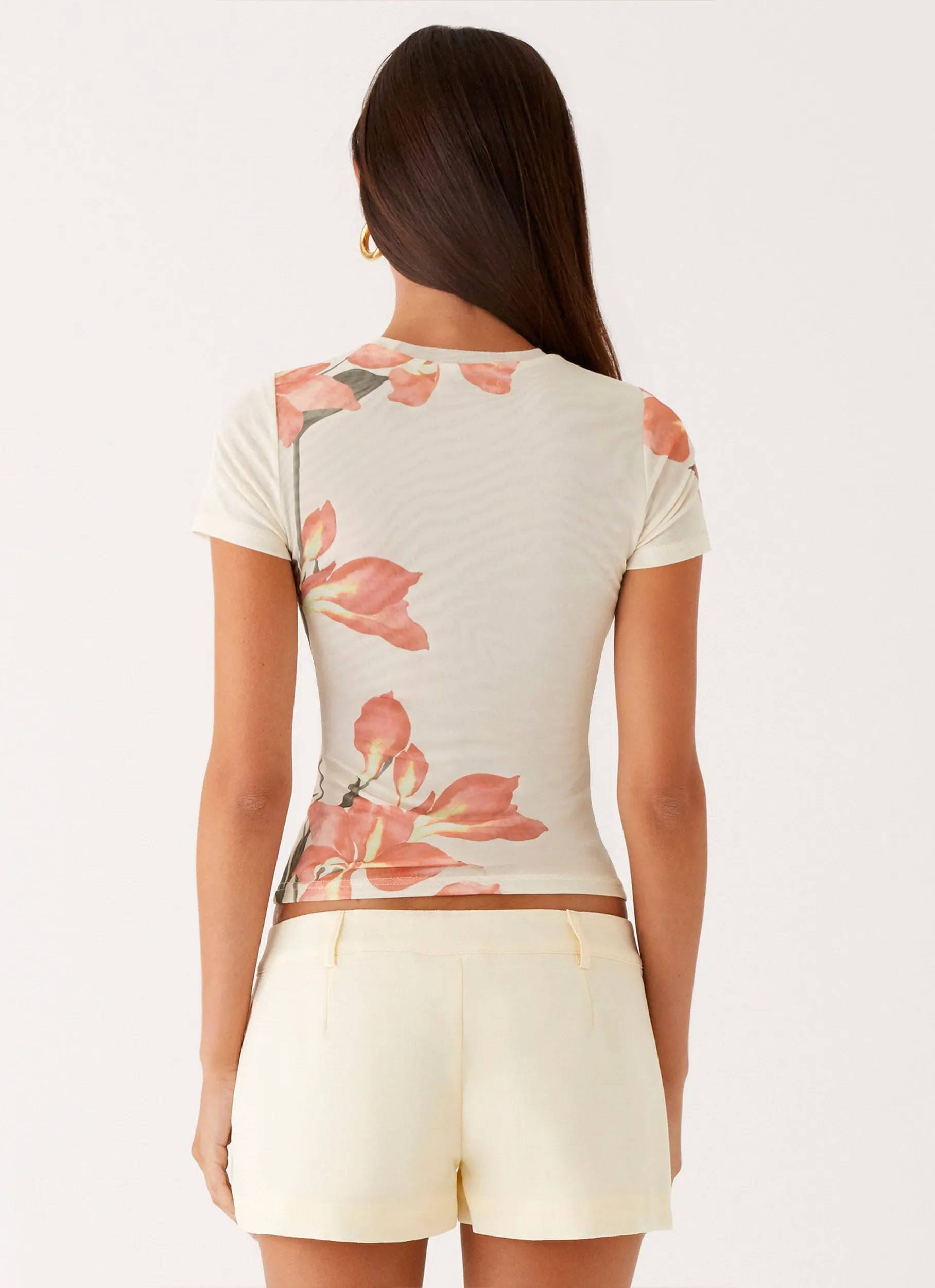 Late Night Mesh Baby Tee - Siena Floral Comfortable Cotton