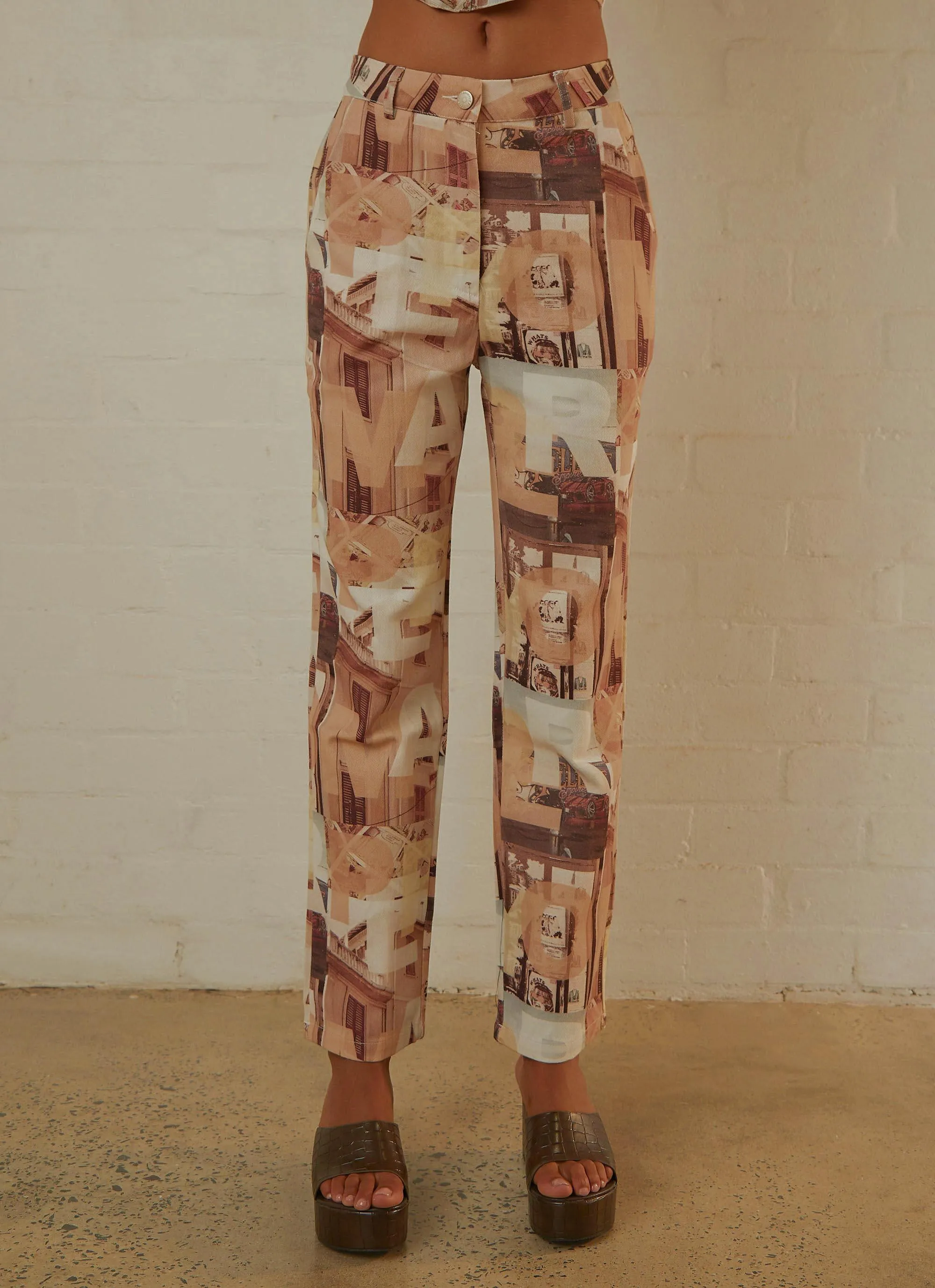 Late Nights in N.Y Pants - Neutral Film Graphic Sporty Look Recycled Polyester