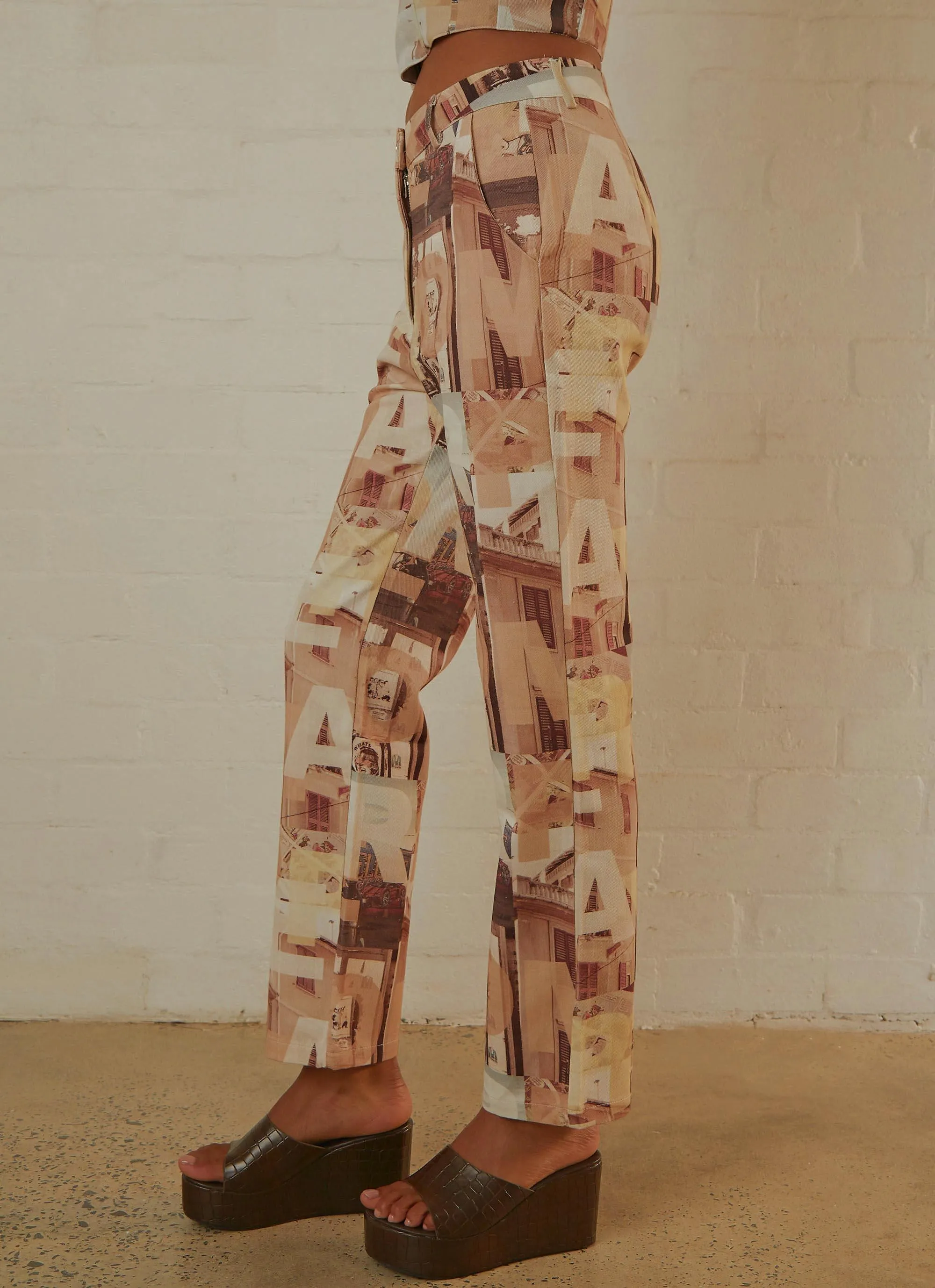 smooth zipper Freedom Move Late Nights in N.Y Pants - Neutral Film Graphic