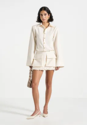 Laure - Cargo Shirt Mini Dress - Cream Fresh Outfit