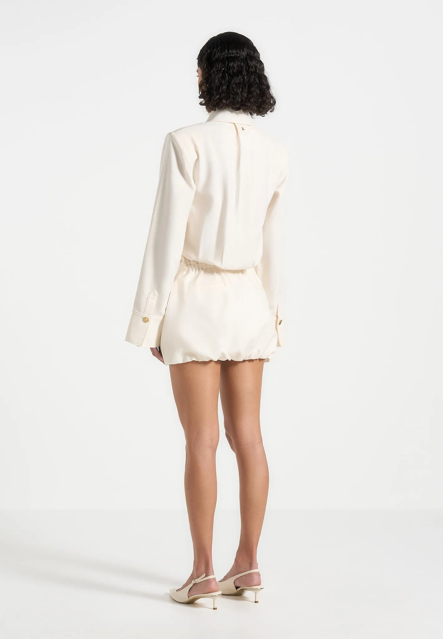 Laure - Cargo Shirt Mini Dress - Cream Minimal Cut
