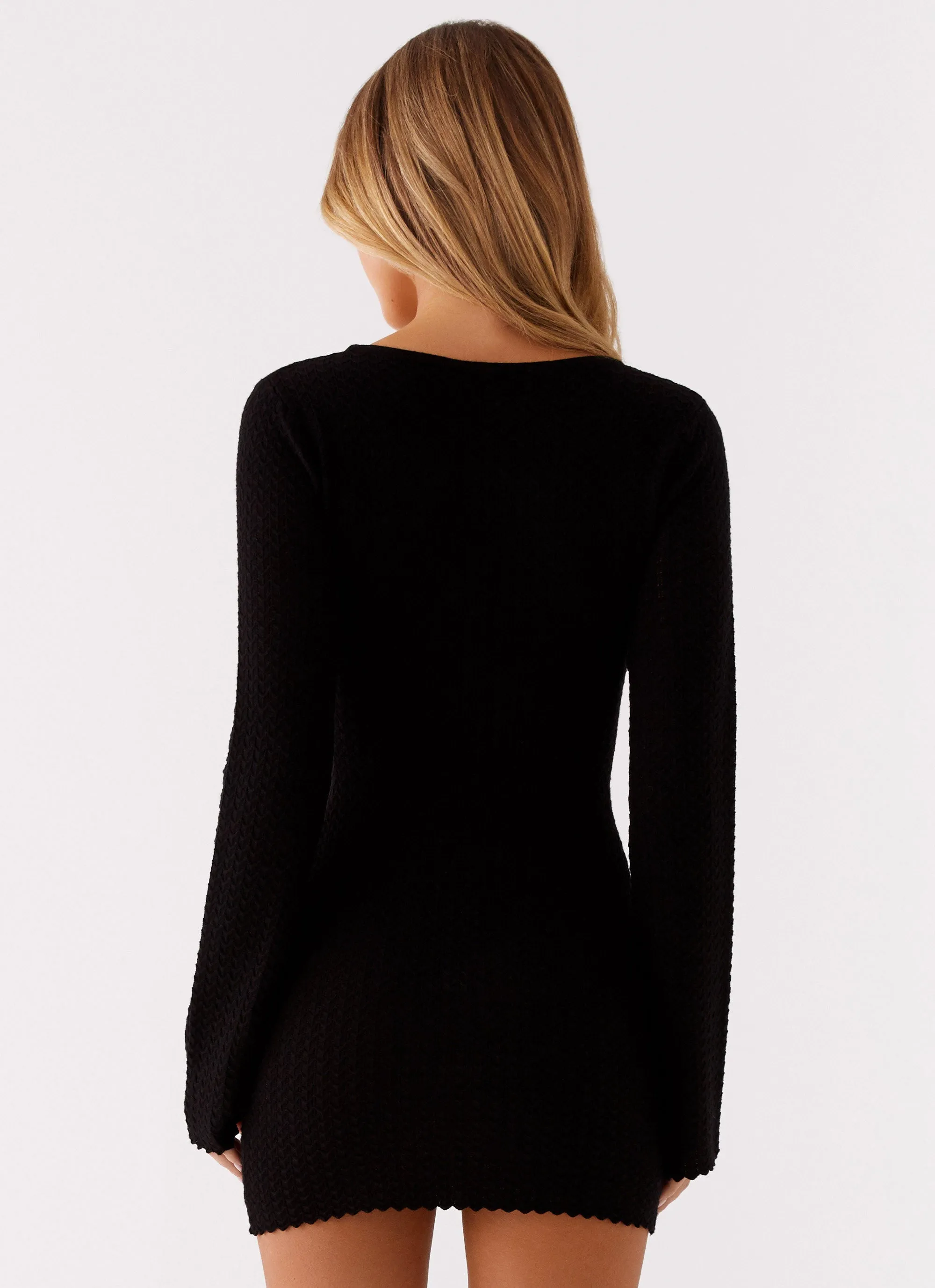 Lavelle Knit Mini Dress - Black Wrap style Designer Label
