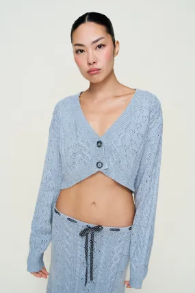 Noah Wool Cable Crop Cardigan Ribbed Structure