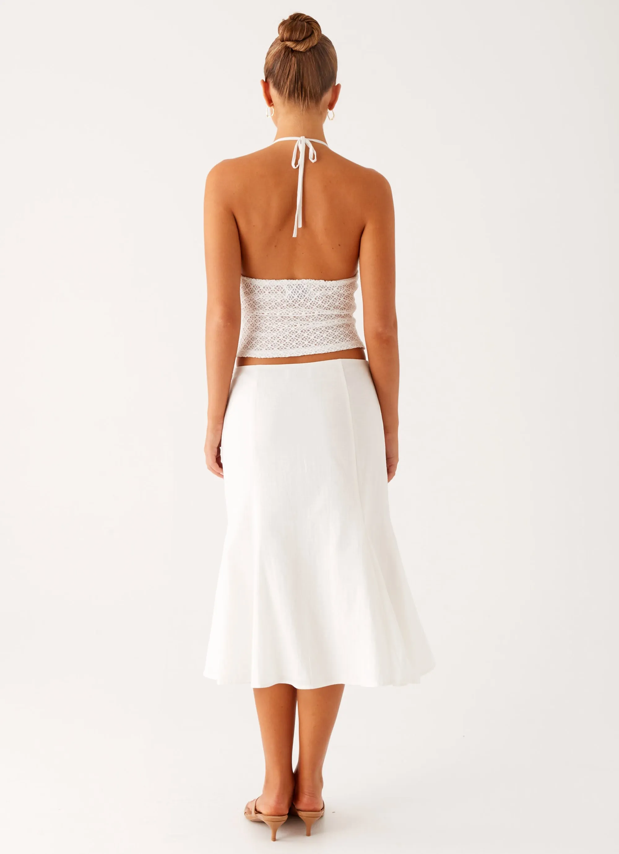 Olive Midi Skirt - Ivory Silicone Grip Trim