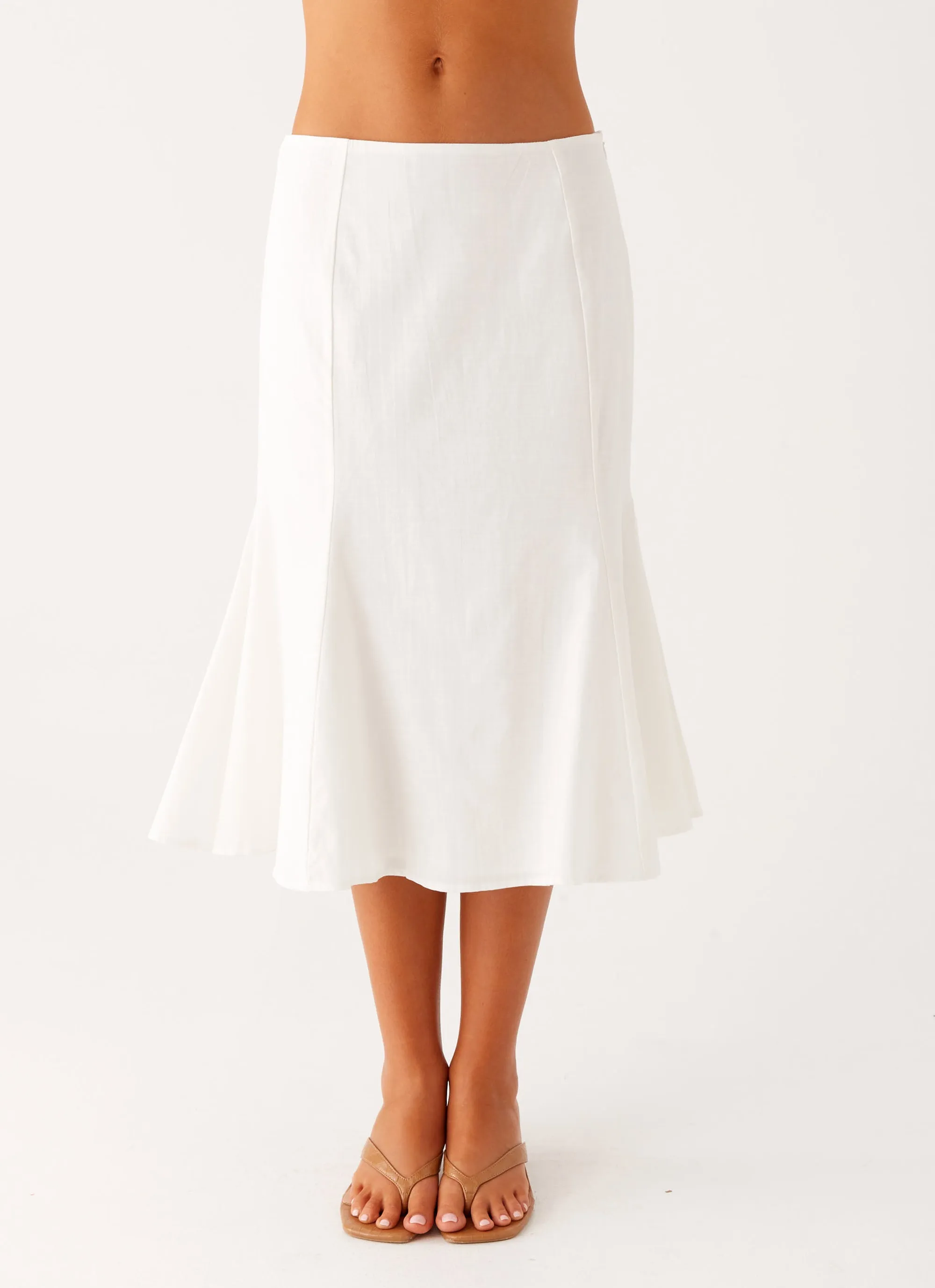 Material Innovation Olive Midi Skirt - Ivory