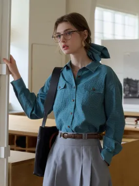 Light Reflective Printing Amari Lapel Plaid 100% Cotton Shirt