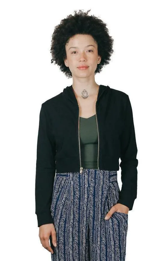 Cropped Hoodie In Black FlexibleKnit