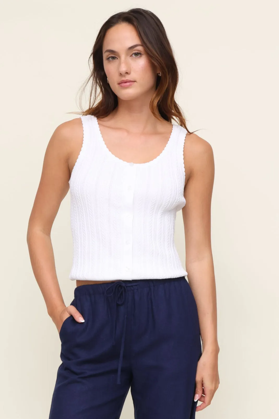 BreathableMaterial 3D Spacer Fabric Henley Knit Tank