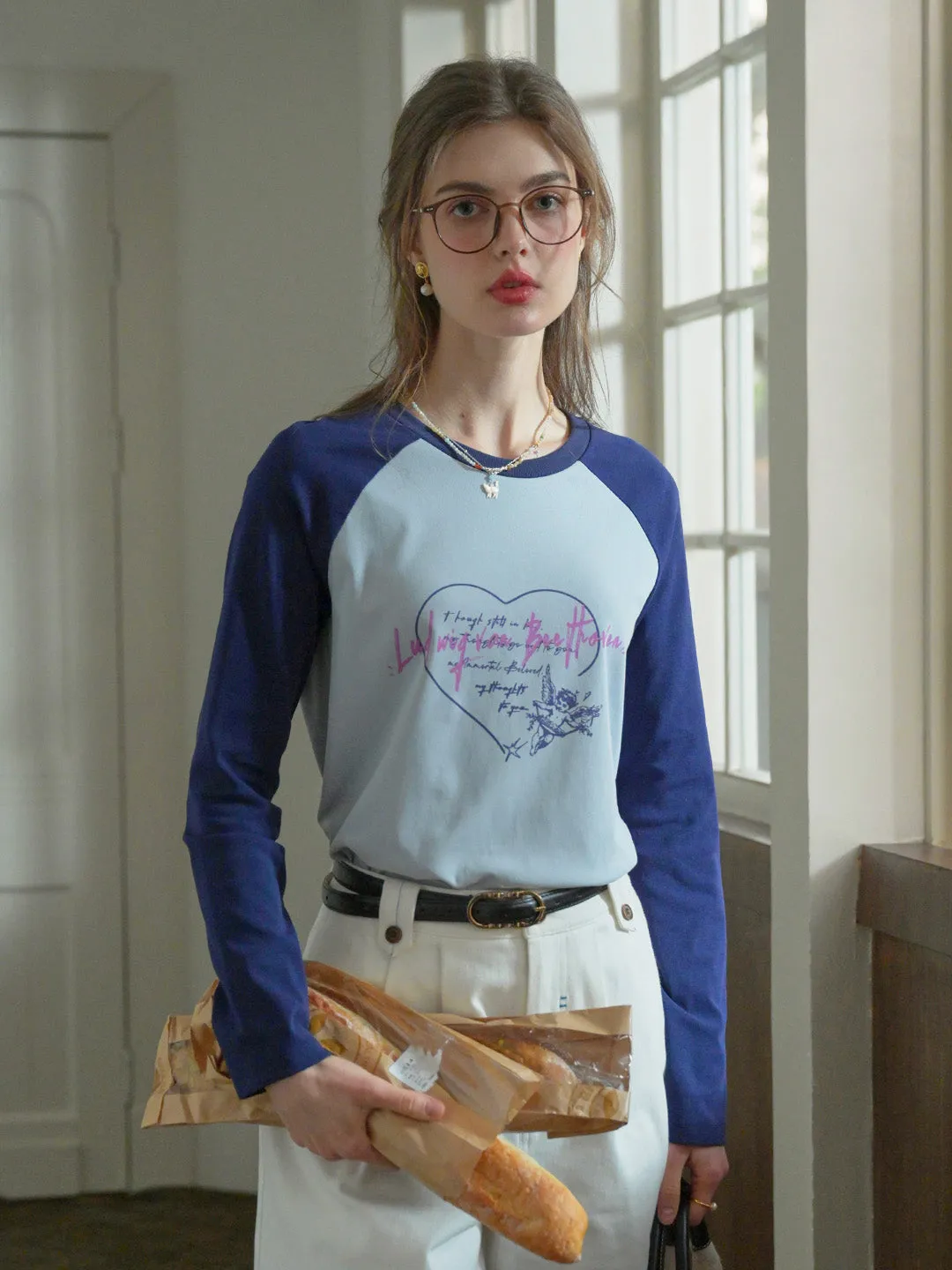 AllDayComfortFit ??Final Sale??Isla Valentine's Day Long Sleeve T-Shirt - Blue