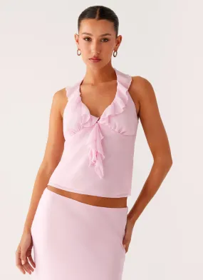 Log In Halter Top - Baby Pink LightweightWeave
