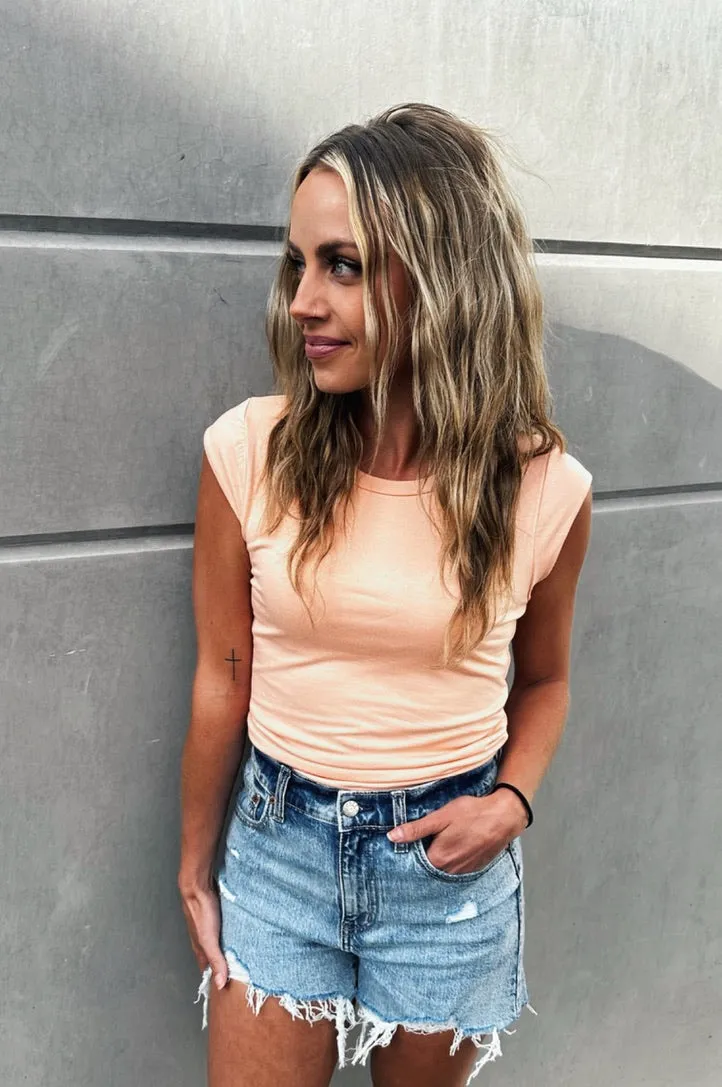 Serene Skyline Cap Sleeve Tee Ultraviolet Protection Fabric