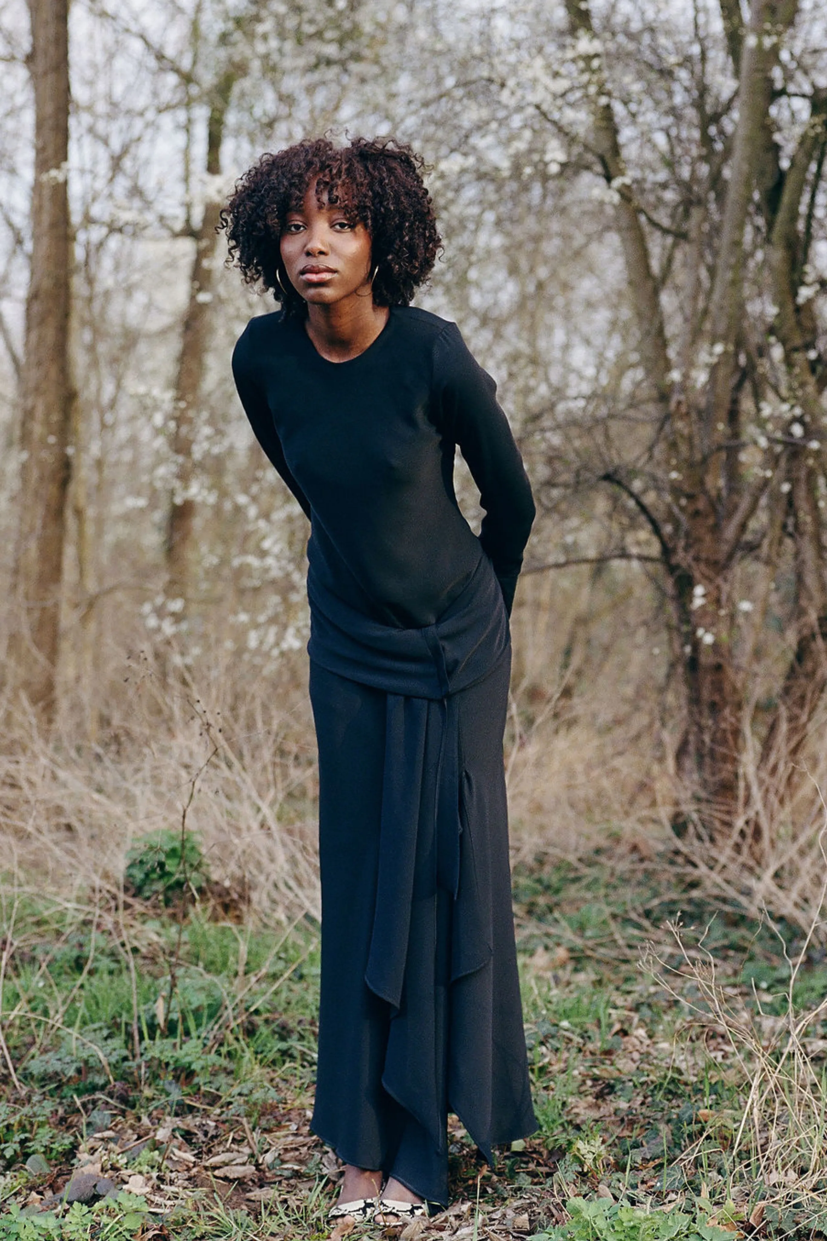 Matte-finish Asymmetrical Bias Dress