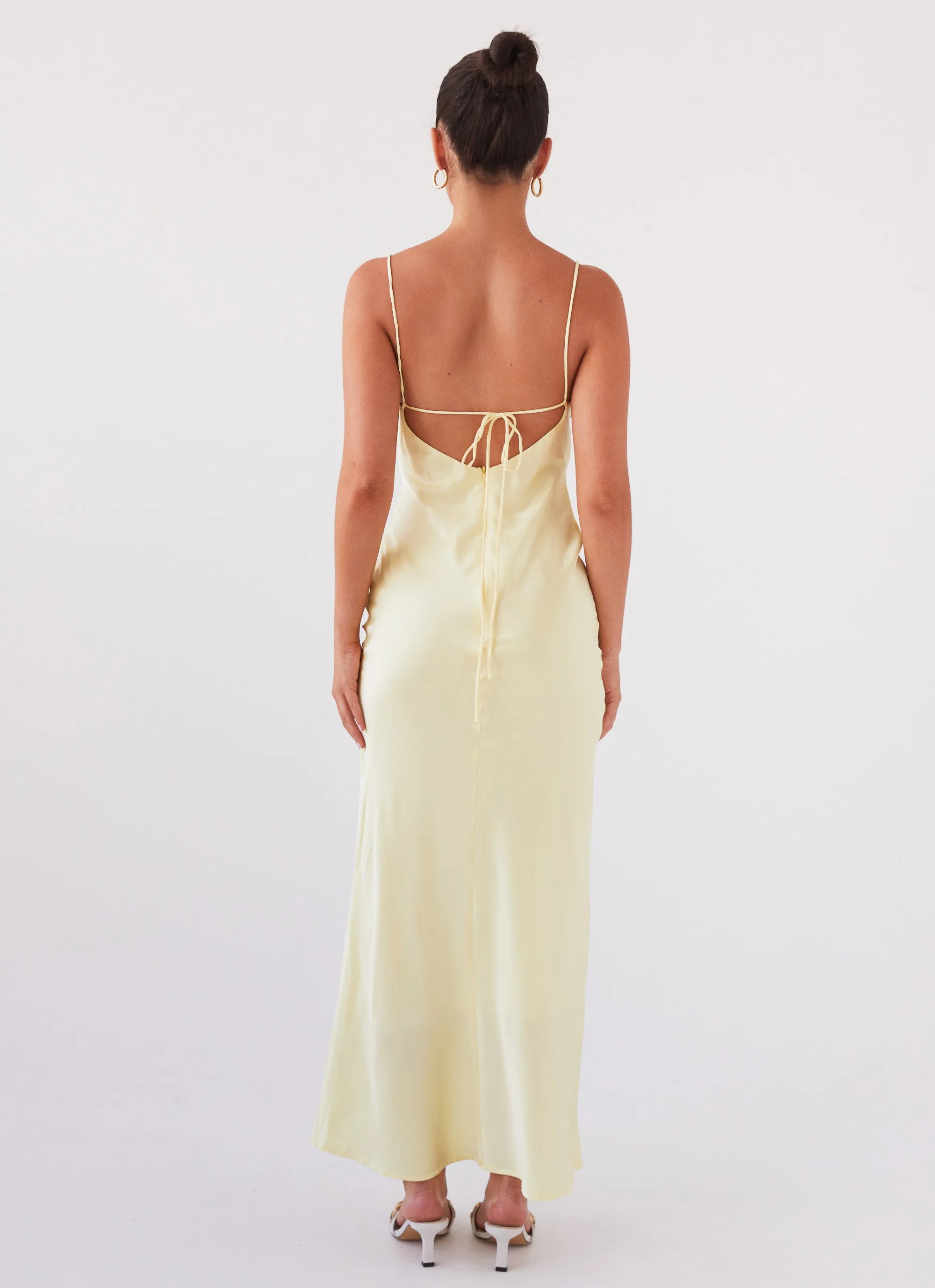 QuickReleaseClasp Joanna Satin Maxi Dress - Lemon