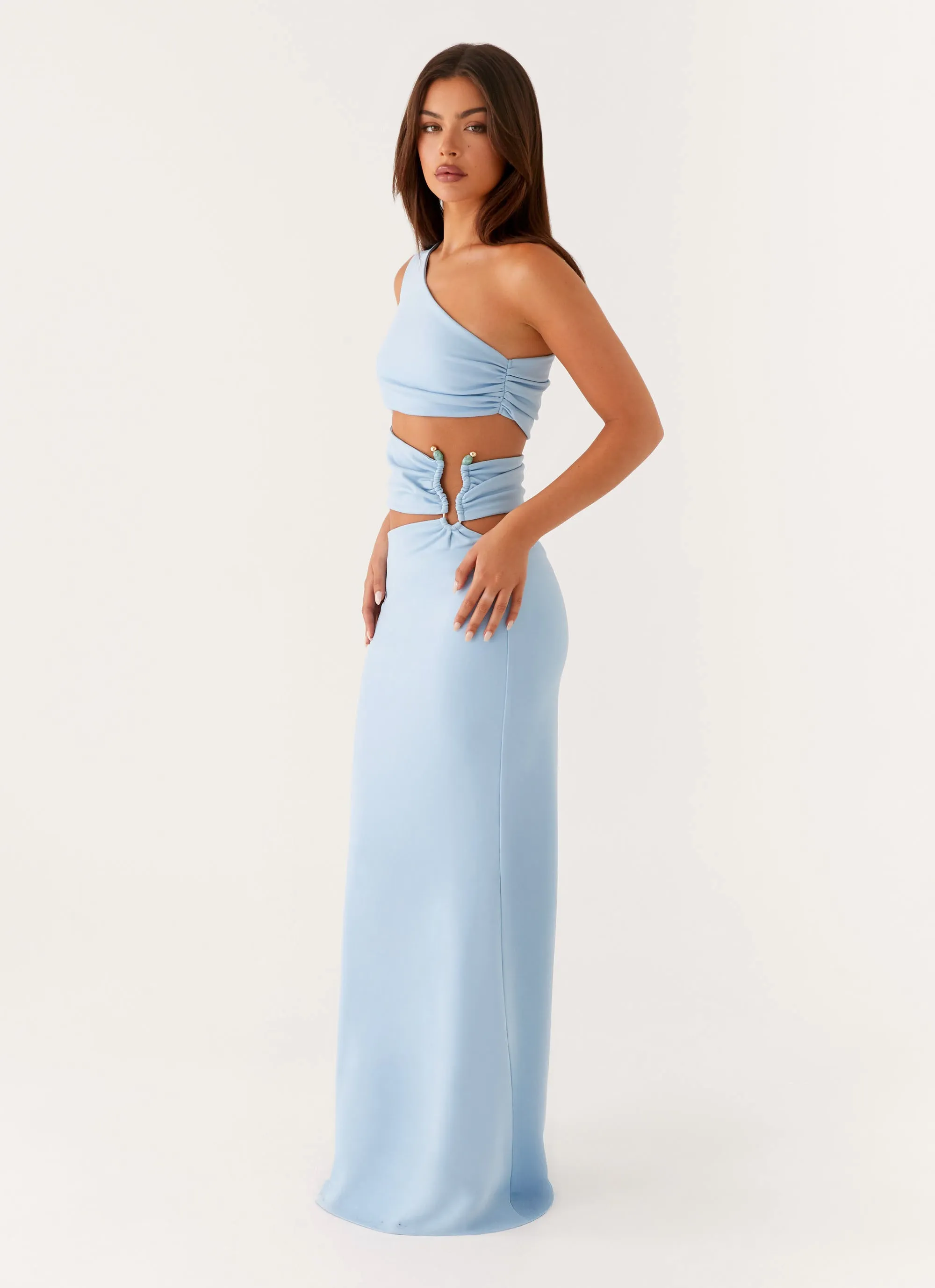 Laylani Cut Out Maxi Dress - Blue Trendy midi dress