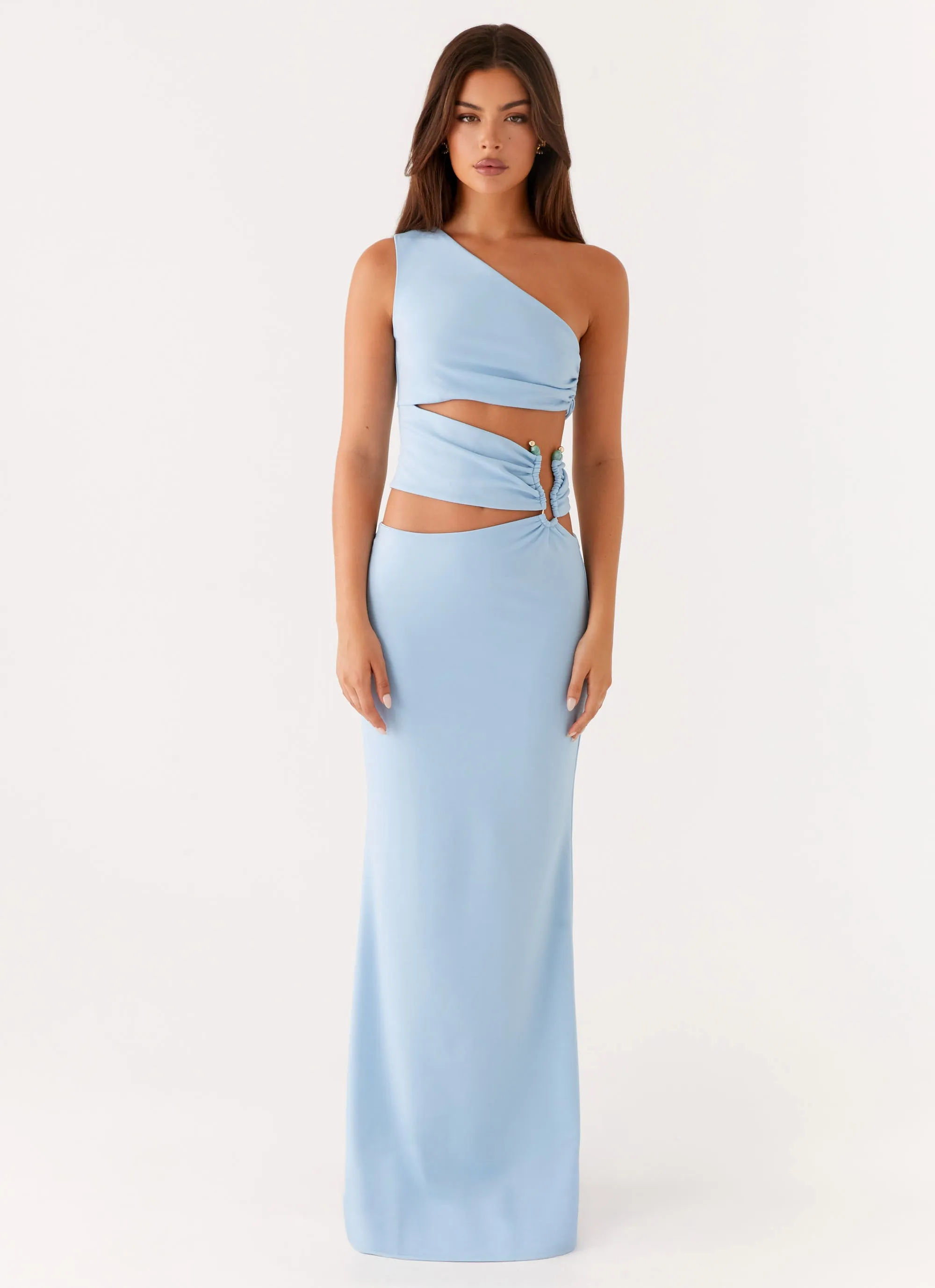 Laylani Cut Out Maxi Dress - Blue Fall Piece