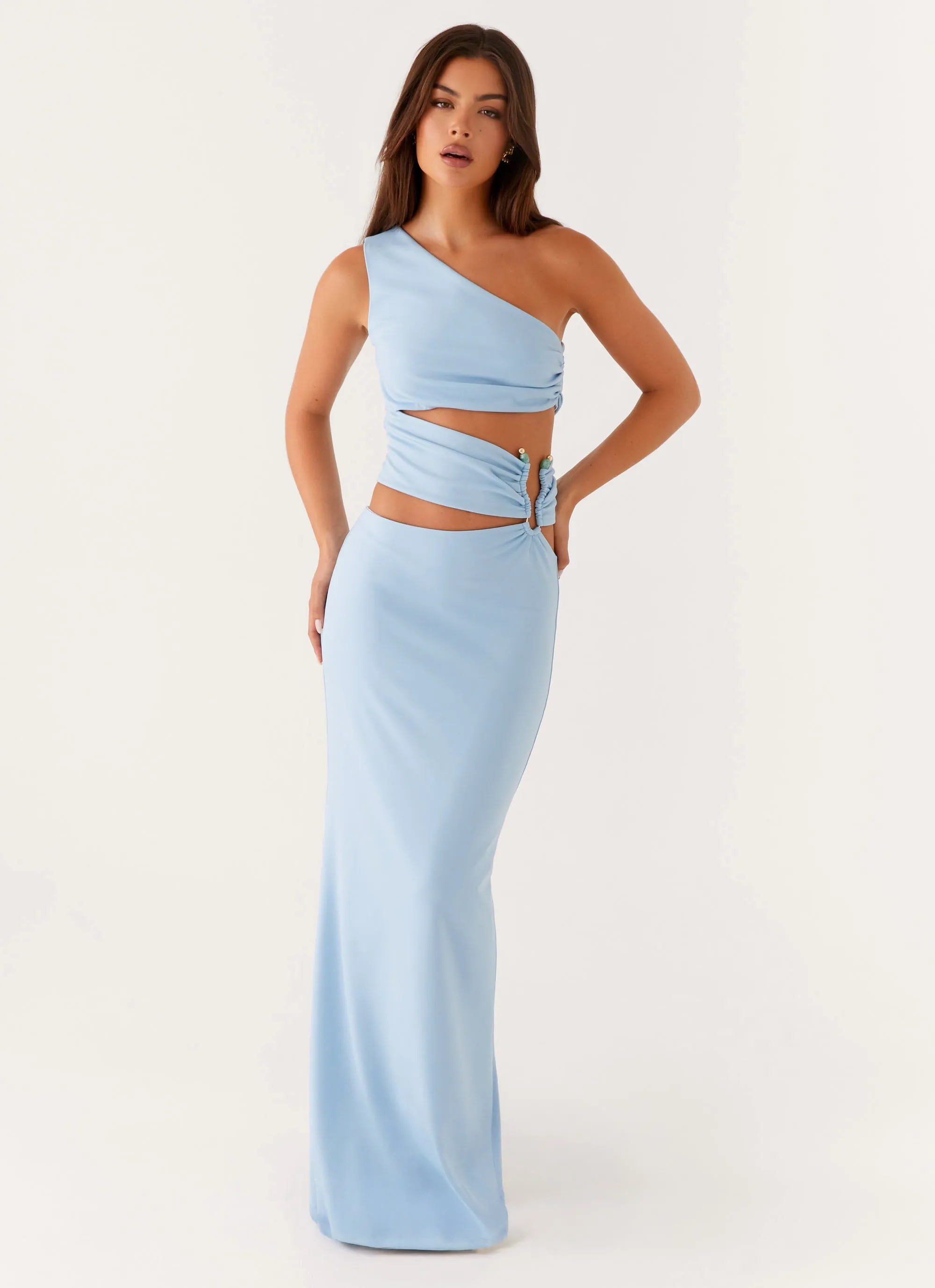 Laylani Cut Out Maxi Dress - Blue Chic casual