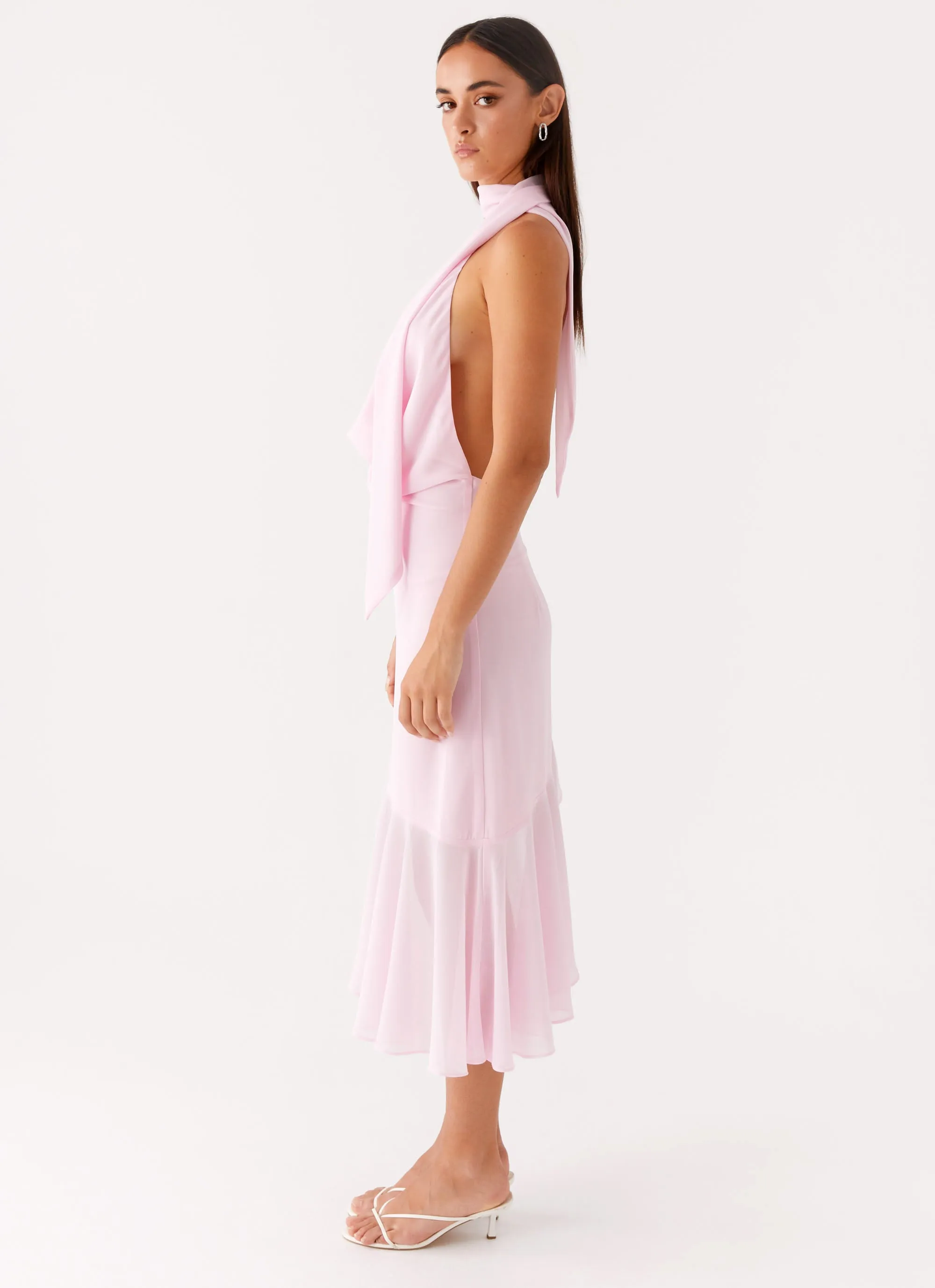 Layna Scarf Midi Dress - Pink Casual Mode