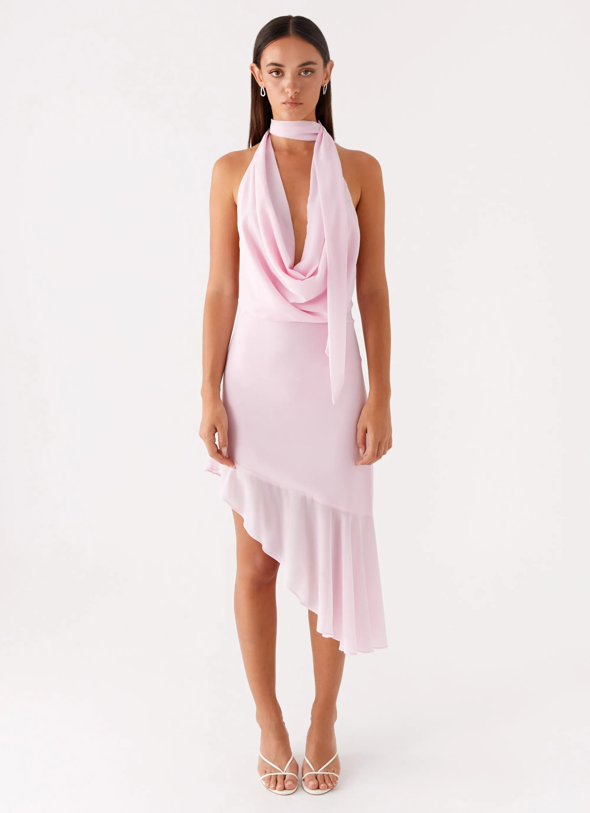 Layna Scarf Midi Dress - Pink Mid Season