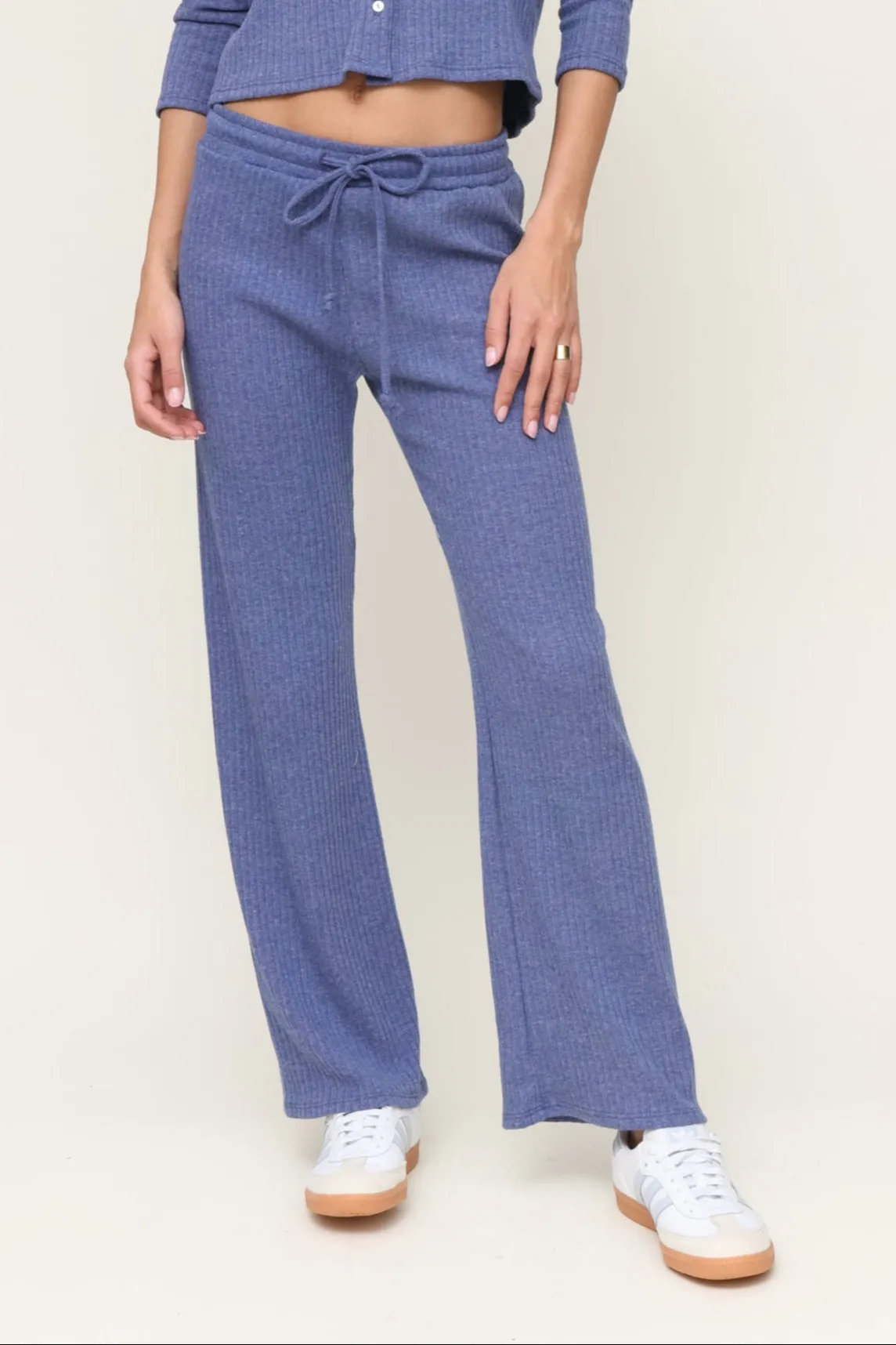 Ribbed Knit Fabric AirflowVents Lazy Day Rib Wide Leg Pant