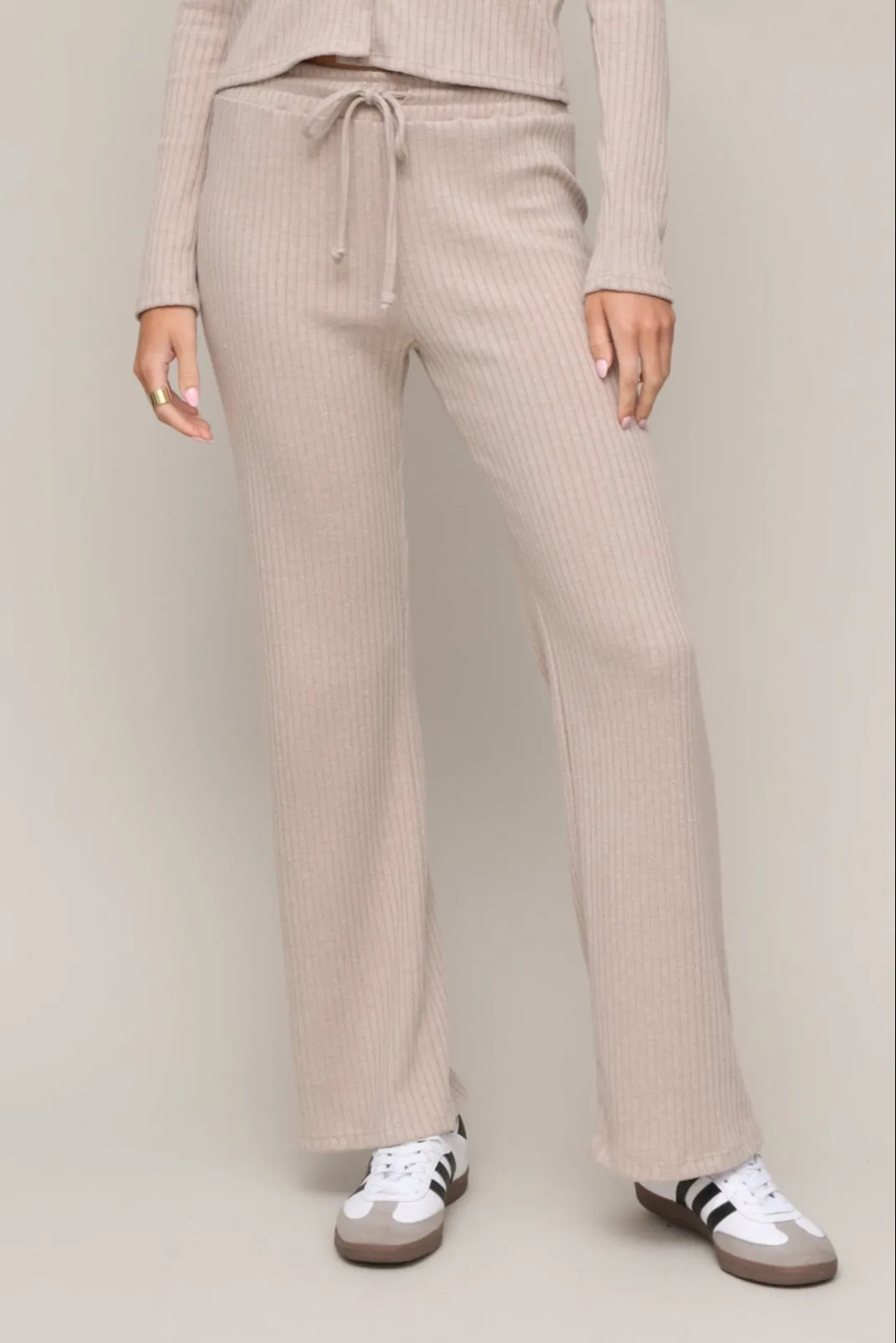 Ventilated Back Panels Lazy Day Rib Wide Leg Pant