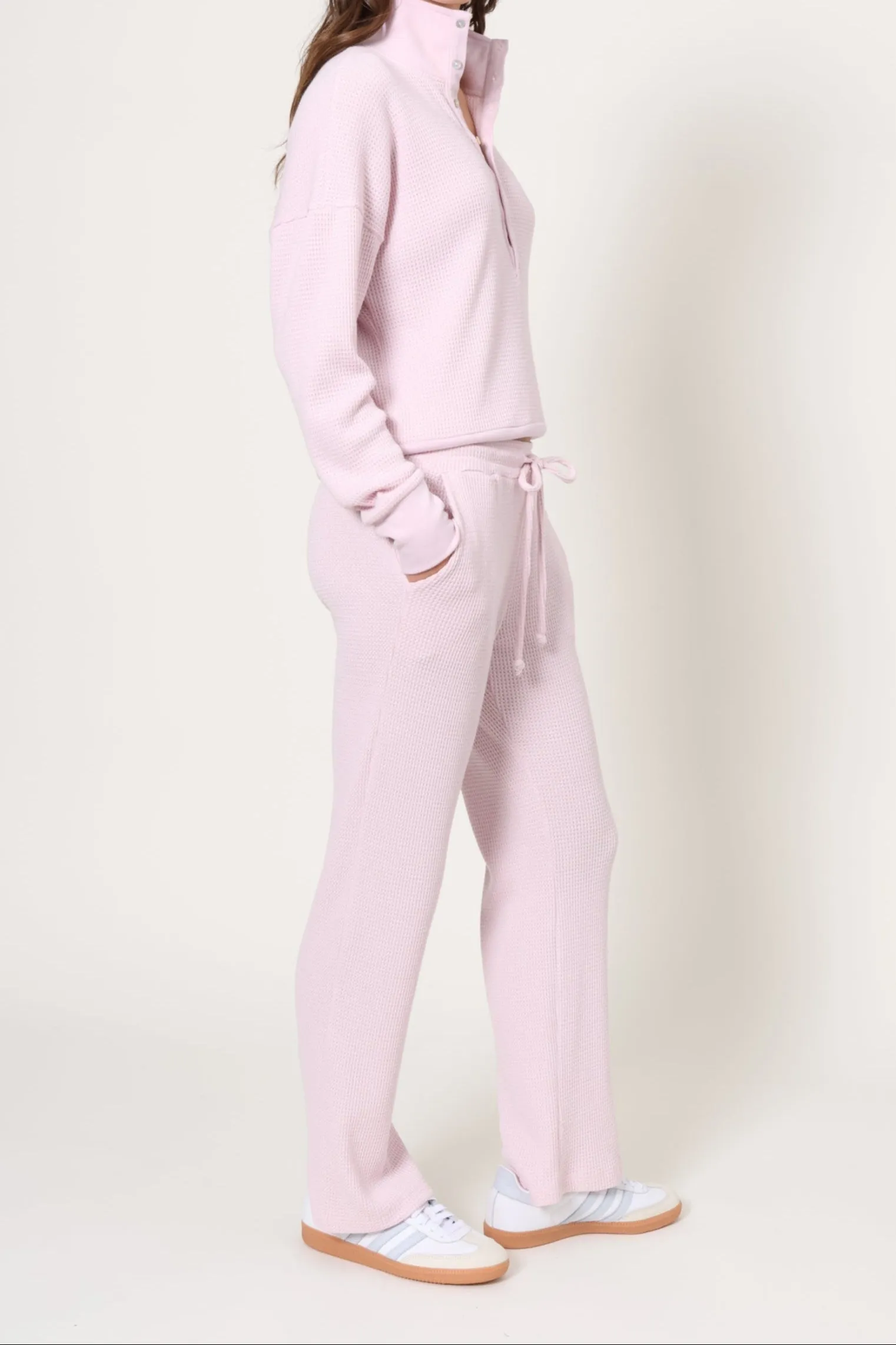 Lazy Day Waffle 1/4 Button Up Travel Trend Low Maintenance Fibers