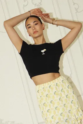 Metallic Fiber Blend Relaxed Hoodie Lemon Drop Baby Tee