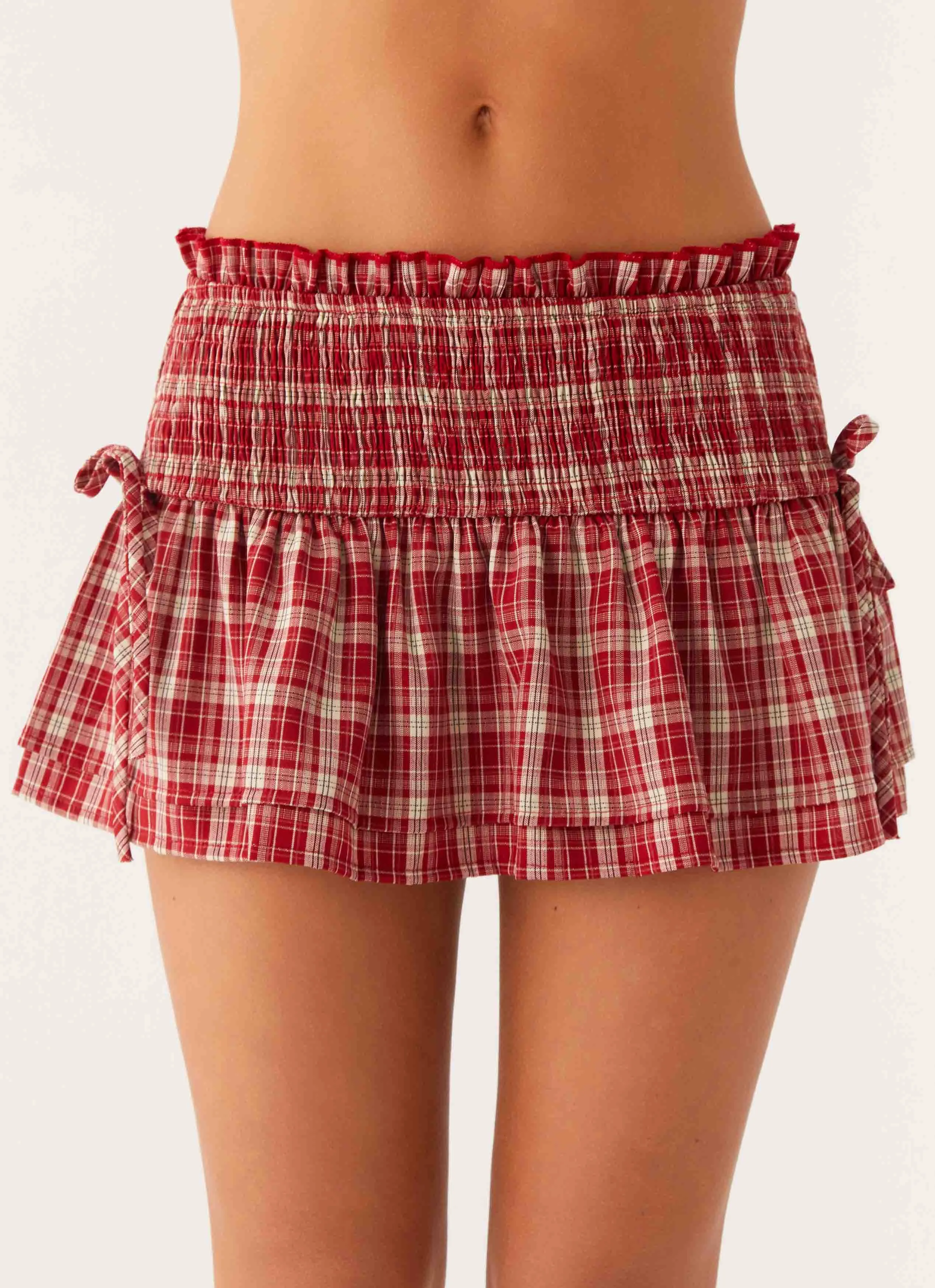 Teen Fashion Soft Combo Lenore Mini Skirt - Ruby Check